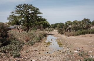 Low water levels are seen at the main river in Baidoa, Somalia, on Feb. 13, 2022, amid a historic drought in the region.