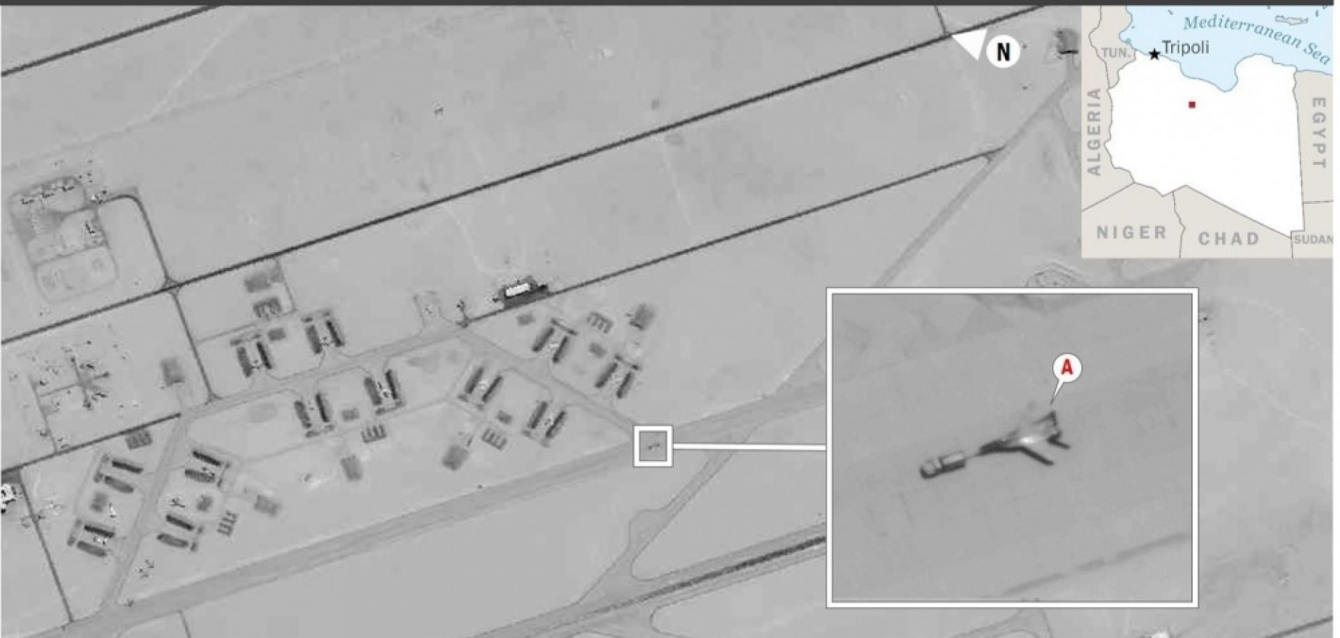 A satellite image shows the arrival of Russian fighter jets at an air base in Libya controlled by Khalifa Hifter's rebel army. 