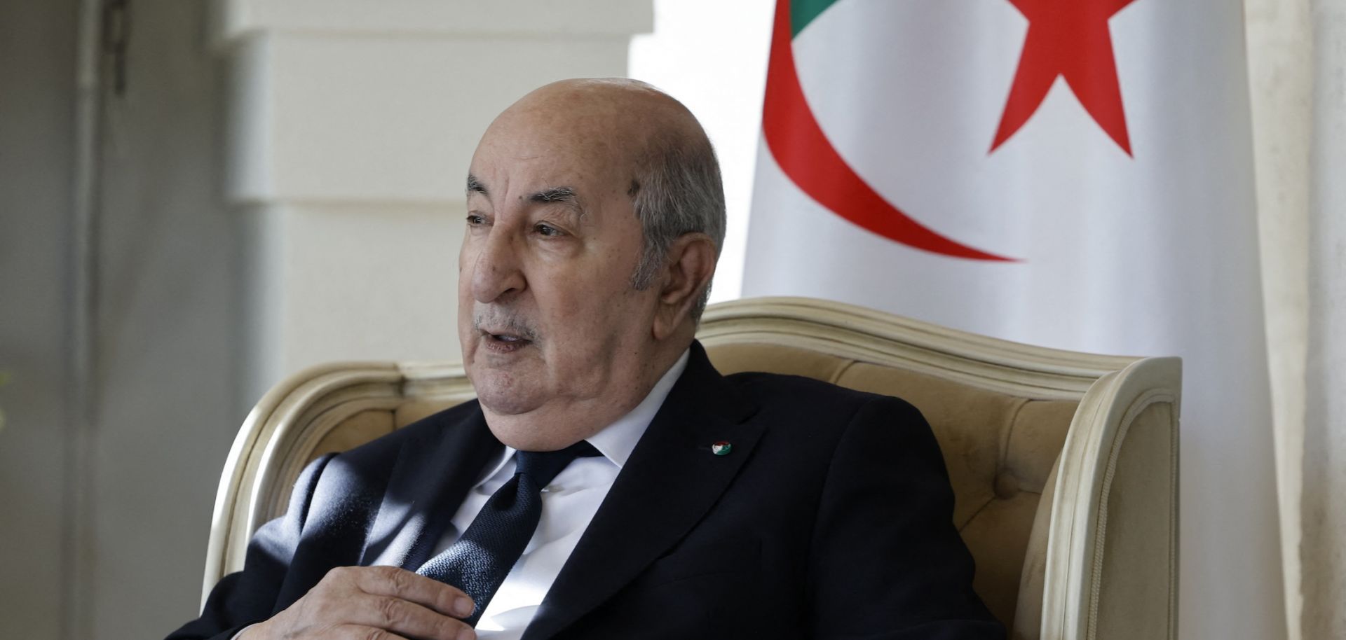 Algeria's President Abdelmadjid Tebboune meets with France's President Emmanuel Macron at the Borgo Egnazia resort on the sideline of the Group of Seven summit in Savelletri, Apulia region, Italy, on June 13, 2024.