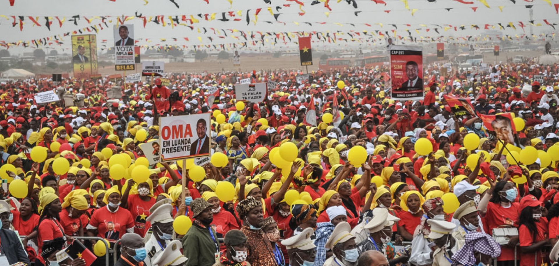 Angolan President Joao Lourenco addresses MPLA supporters at an election rally July 23, 2022, in Luanda, Angola.