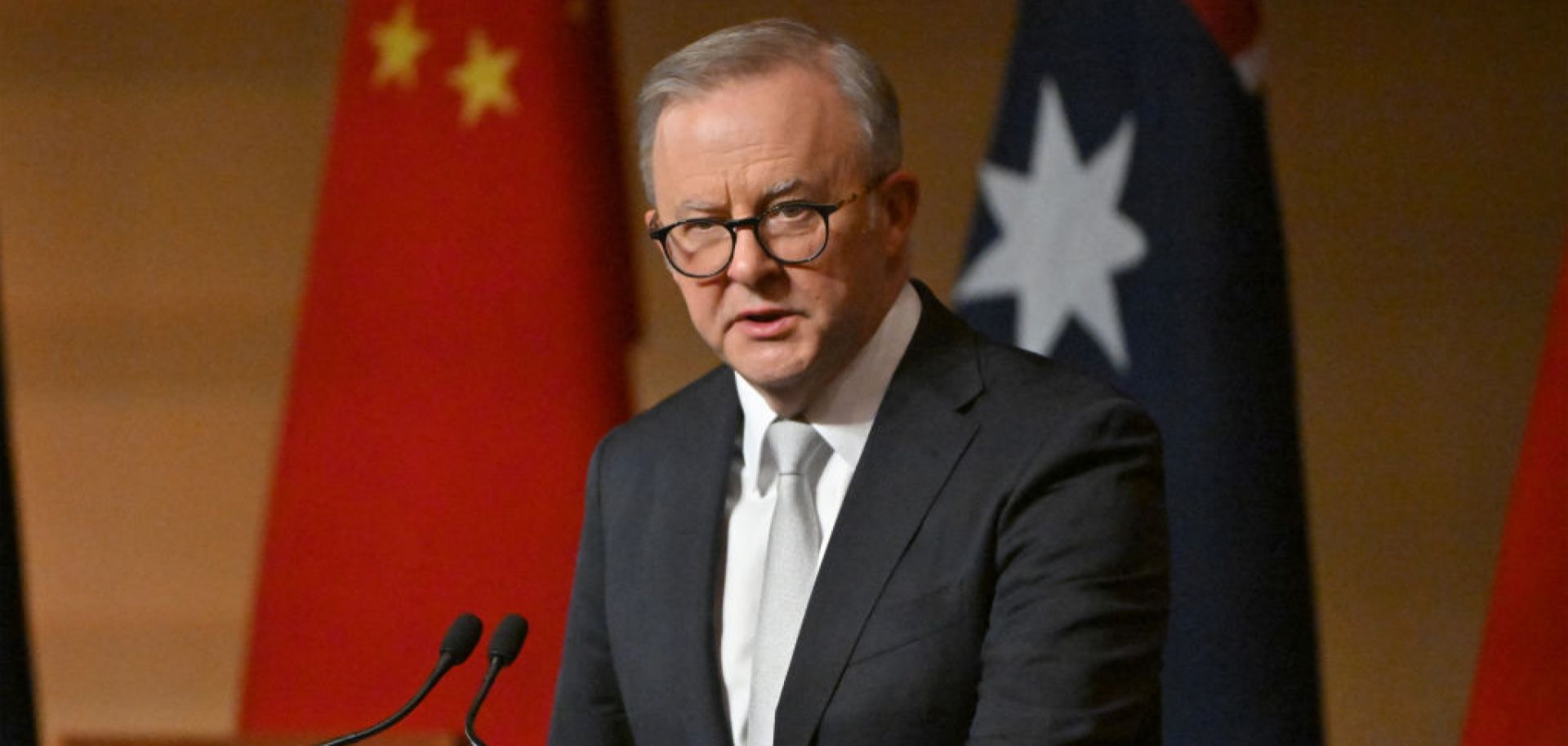 Australian Prime Minister Anthony Albanese speaks during a luncheon at Parliament House in Canberra on June 17, 2024. 