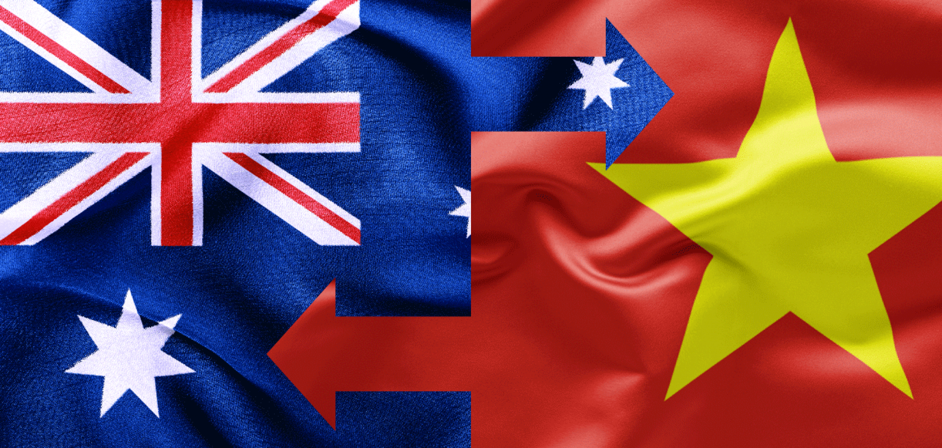 A digital illustration of the Australian and Vietnamese flags.