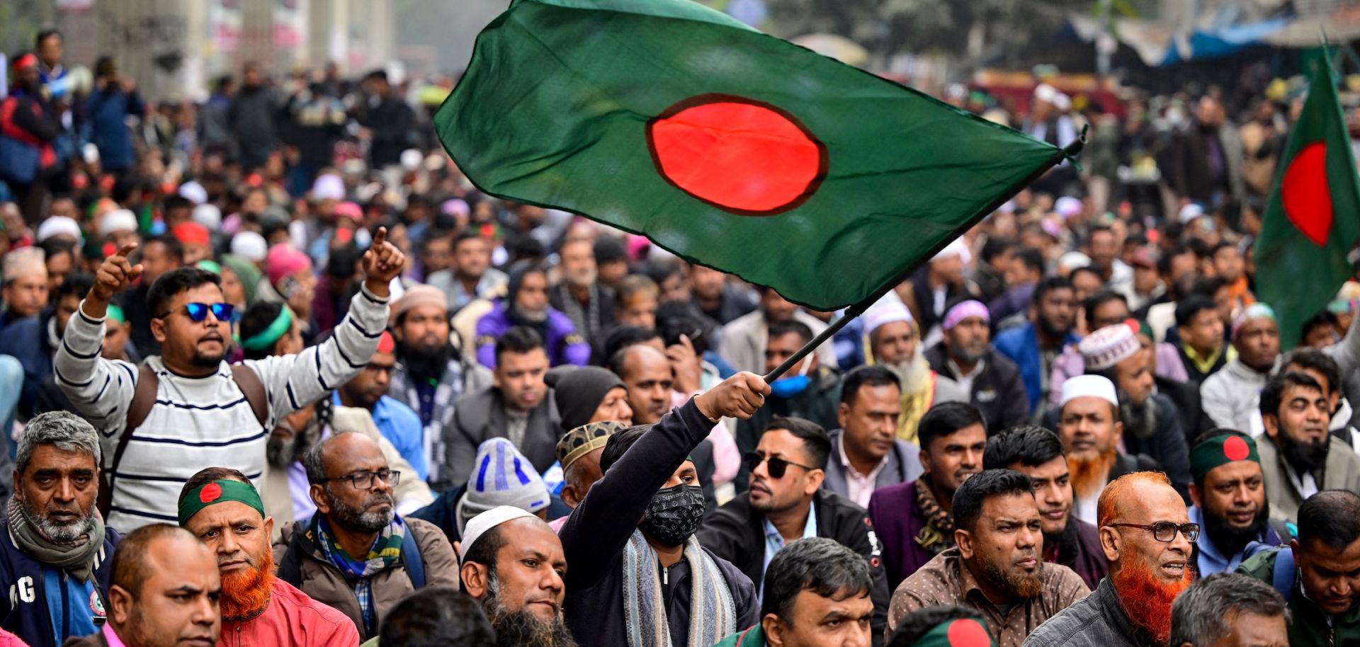 A protest on Jan. 8 in the Bangladeshi capital of Dhaka.