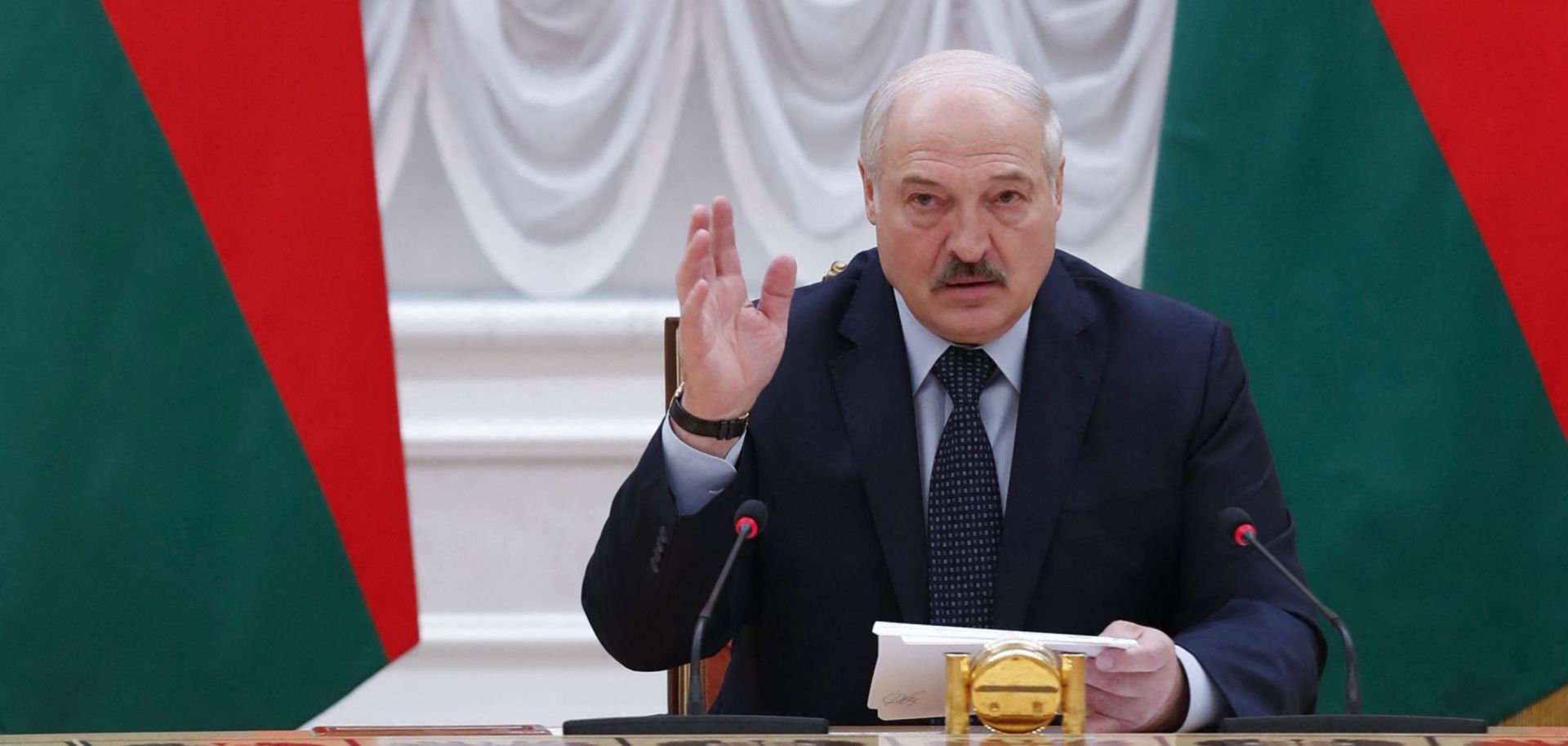 Belarusian President Aleksandr Lukashenko on May 28, 2021, in Minsk, Belarus.