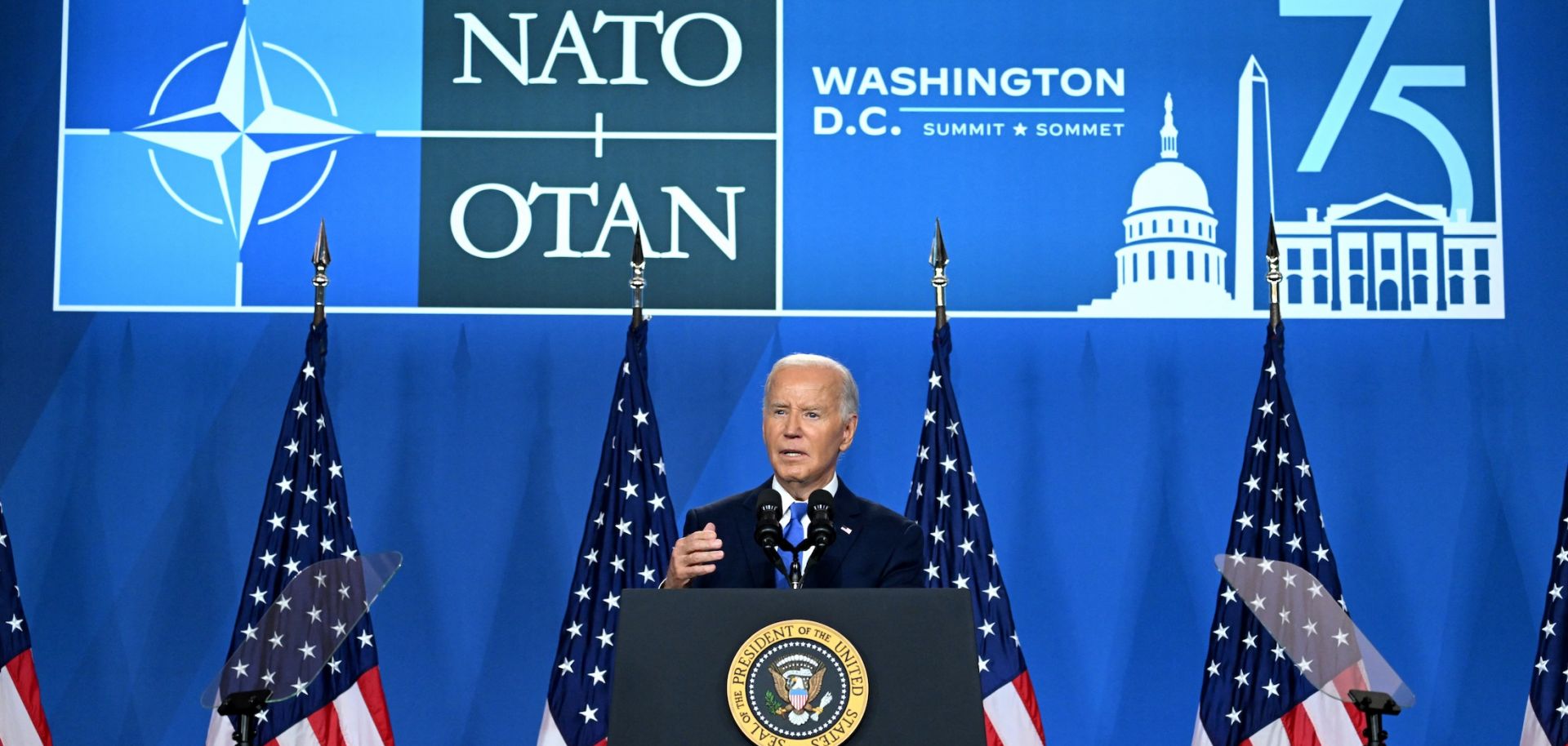 U.S. President Joe Biden speaks during a press conference at the 75th NATO Summit in Washington, D.C., on July 11, 2024. 