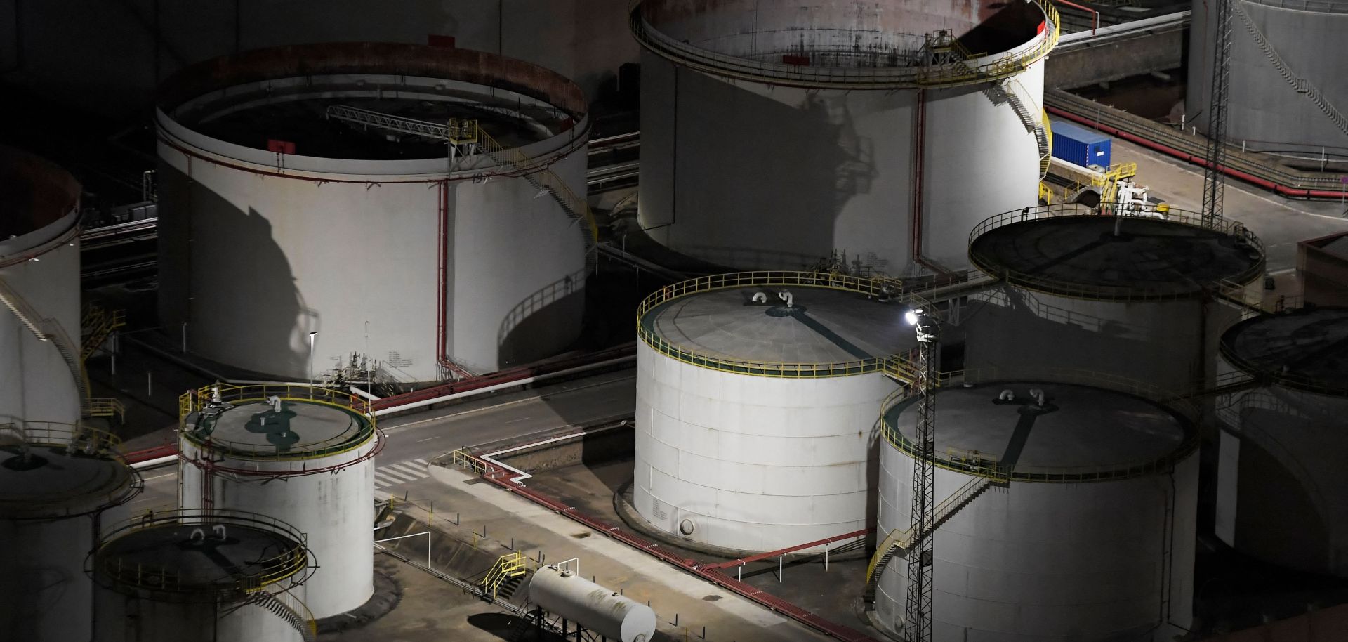 Storage tanks at the facilities of the oil products company Exolum on Dec. 11, 2022, at the port of Barcelona, Spain.