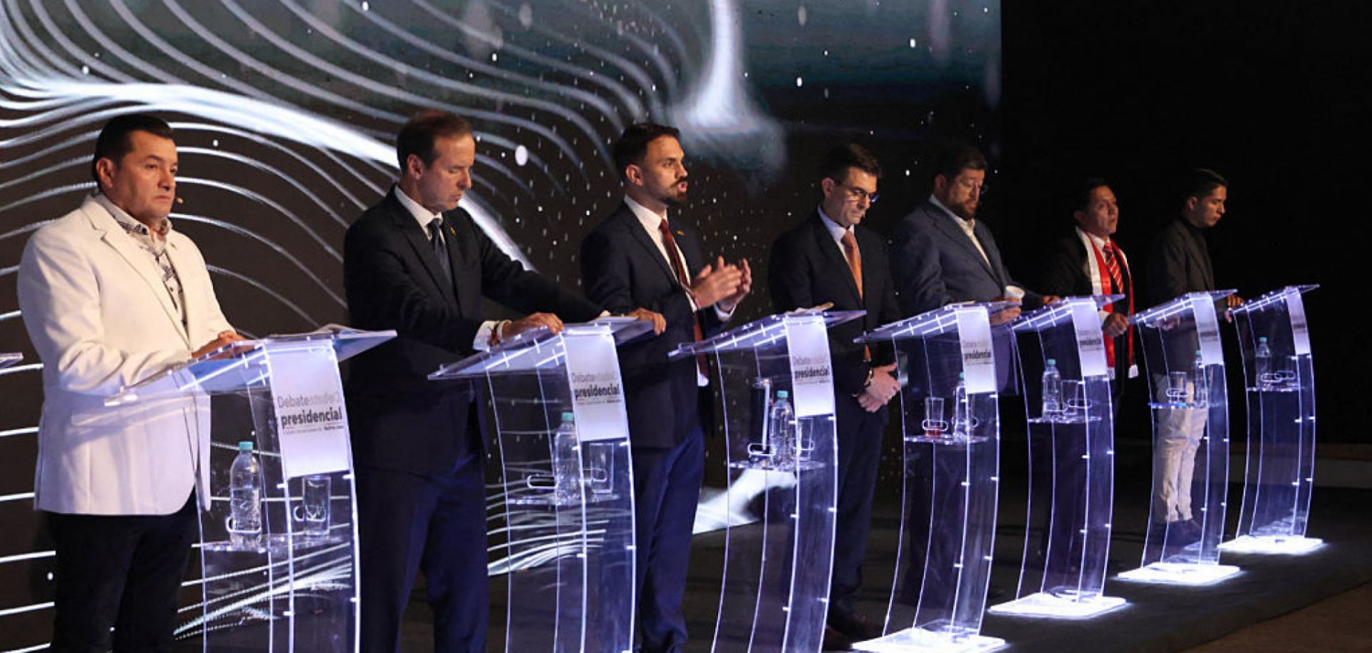 Bolivia's presidential candidates participate in a presidential debate in Santa Cruz, Bolivia, on Aug. 1, 2025.