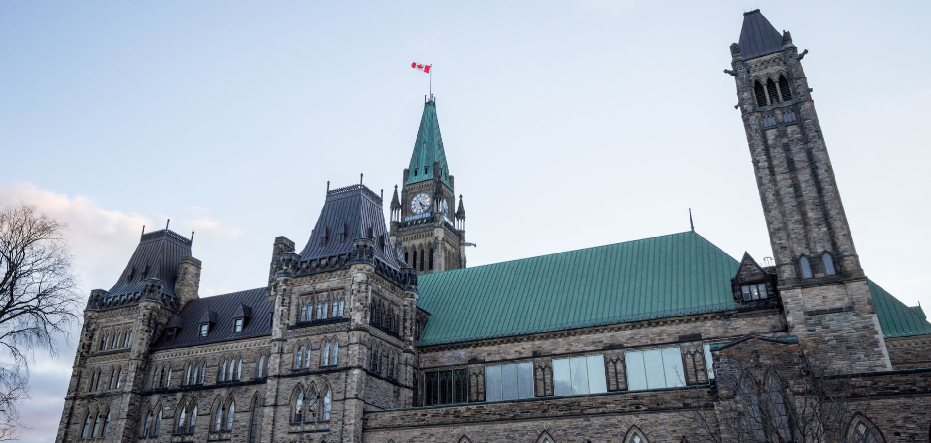 The clock tower outside of Canada's parliament building is seen in Ottawa, Ontario. 