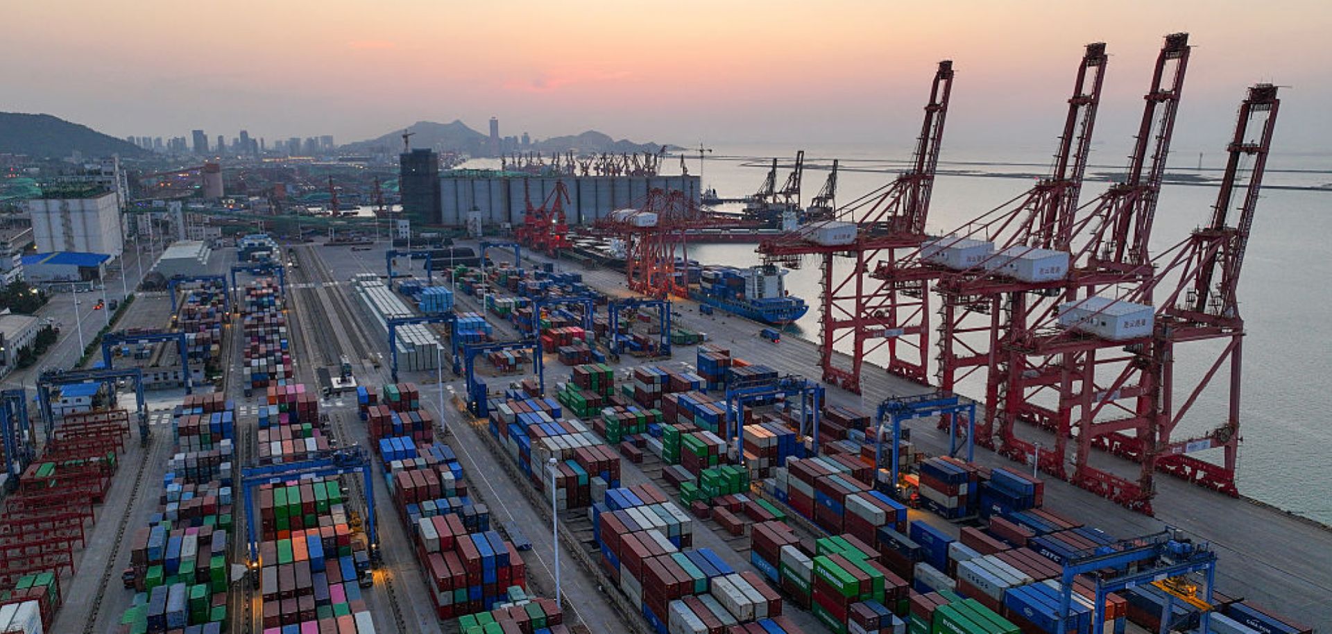 Containers are seen at China's Lianyungang port in eastern Jiangsu province on May 1, 2025. 