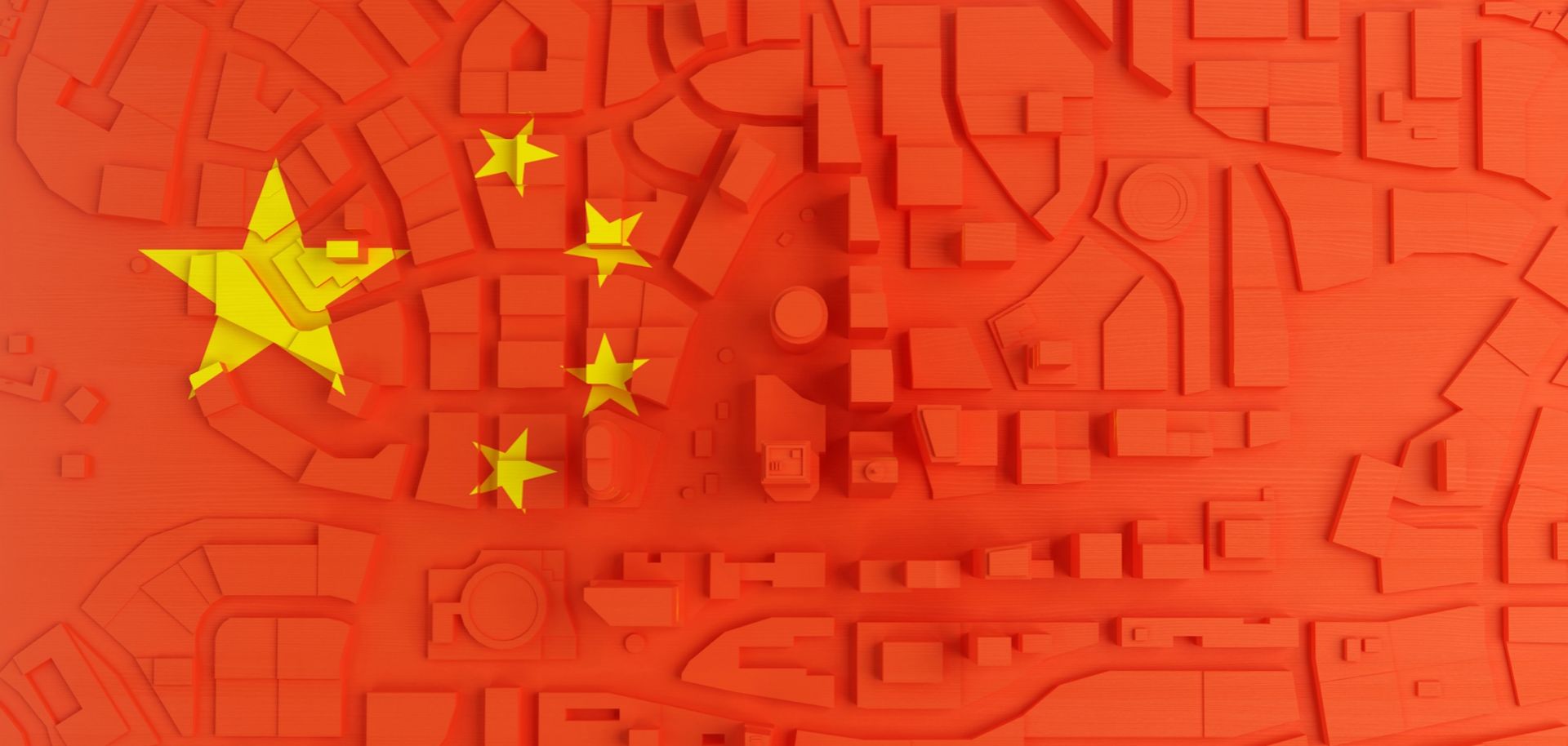 A digital illustration of a Chinese flag.