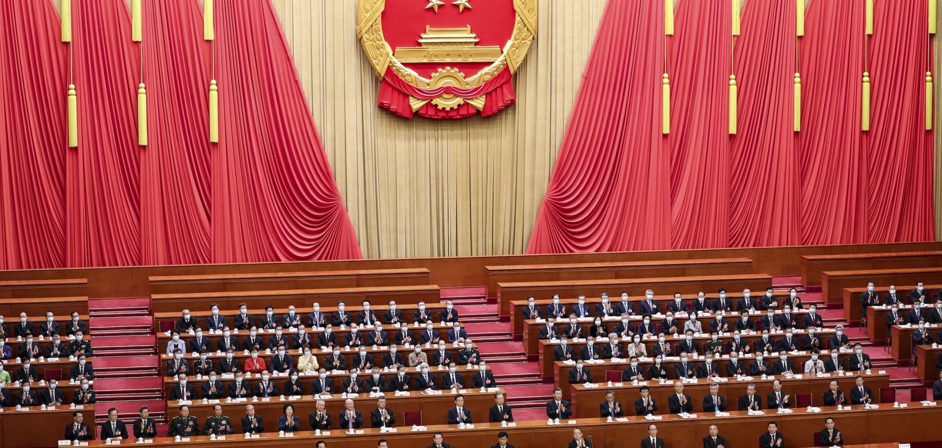 Chinese officials at the Fifth Plenary Session of the National People's Congress on March 12, 2023 in Beijing.