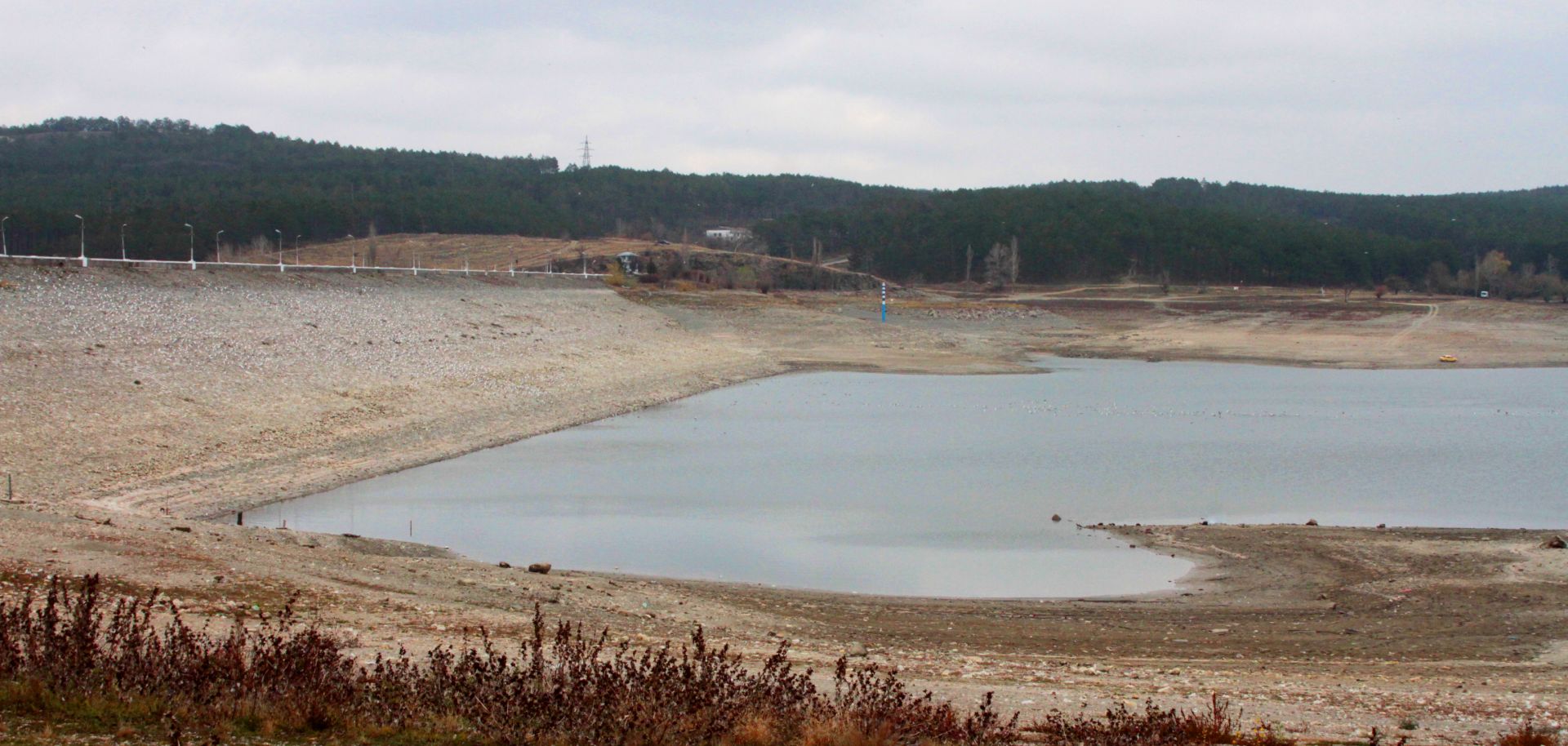 A photo shows one of the shallow water reservoirs in Simferopol, Crimea.