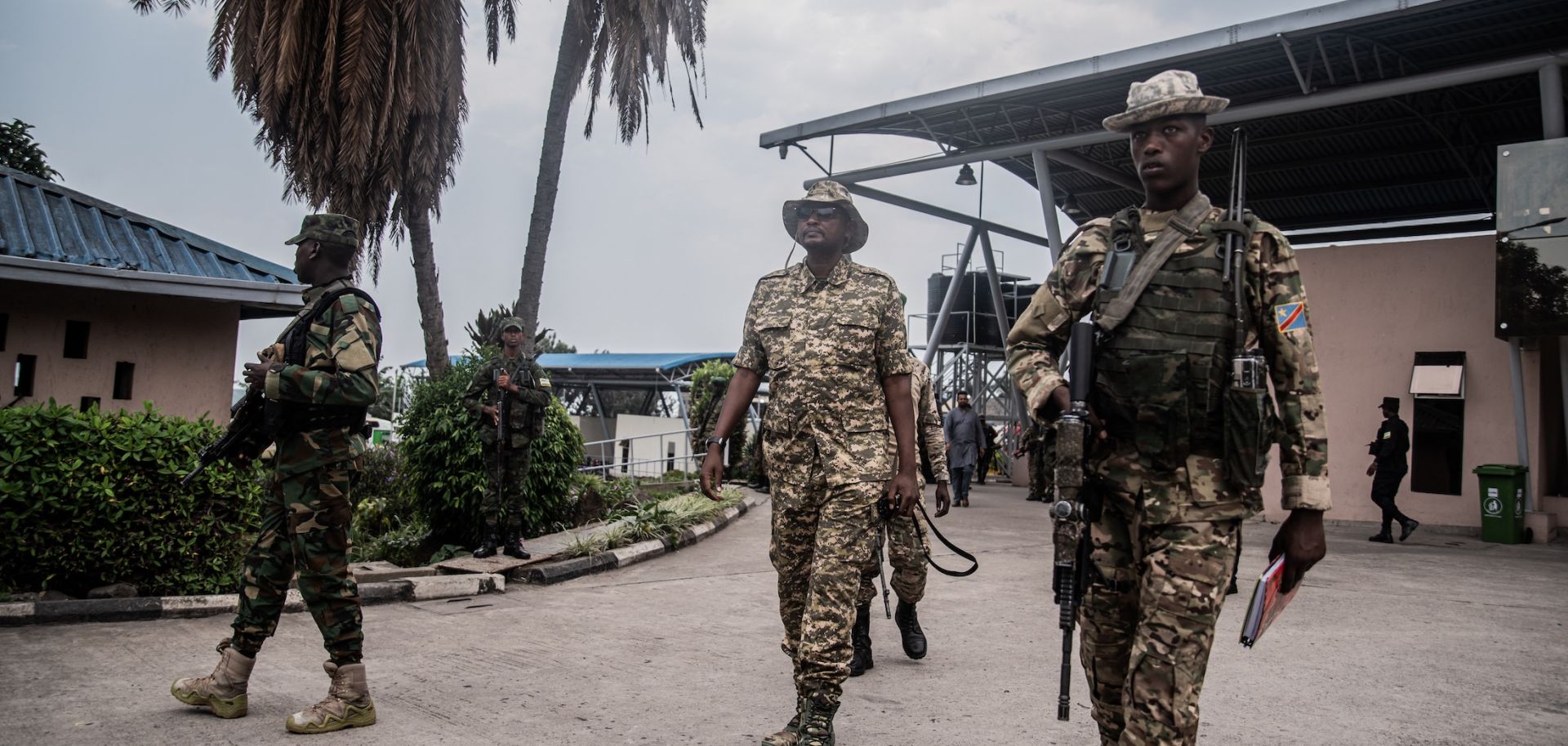 M23 fighters are seen at the main border crossing between the Democratic Republic of Congo and Rwanda in Goma on March 1, 2025.