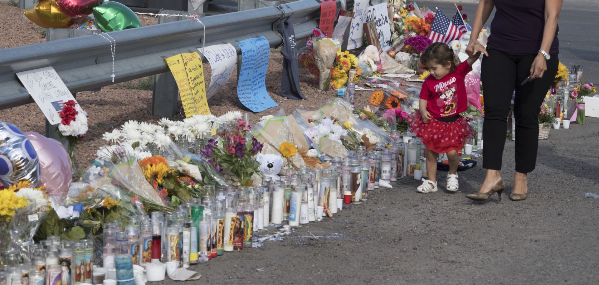 A memorial on Aug. 5, 2019, after a mass shooting the day before at the Cielo Vista Mall Walmart in El Paso, Texas, that left 21 people dead.