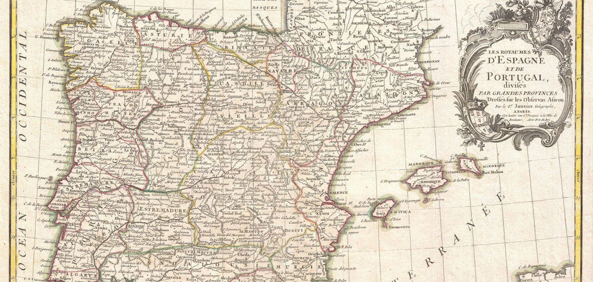 Antique map of Spain