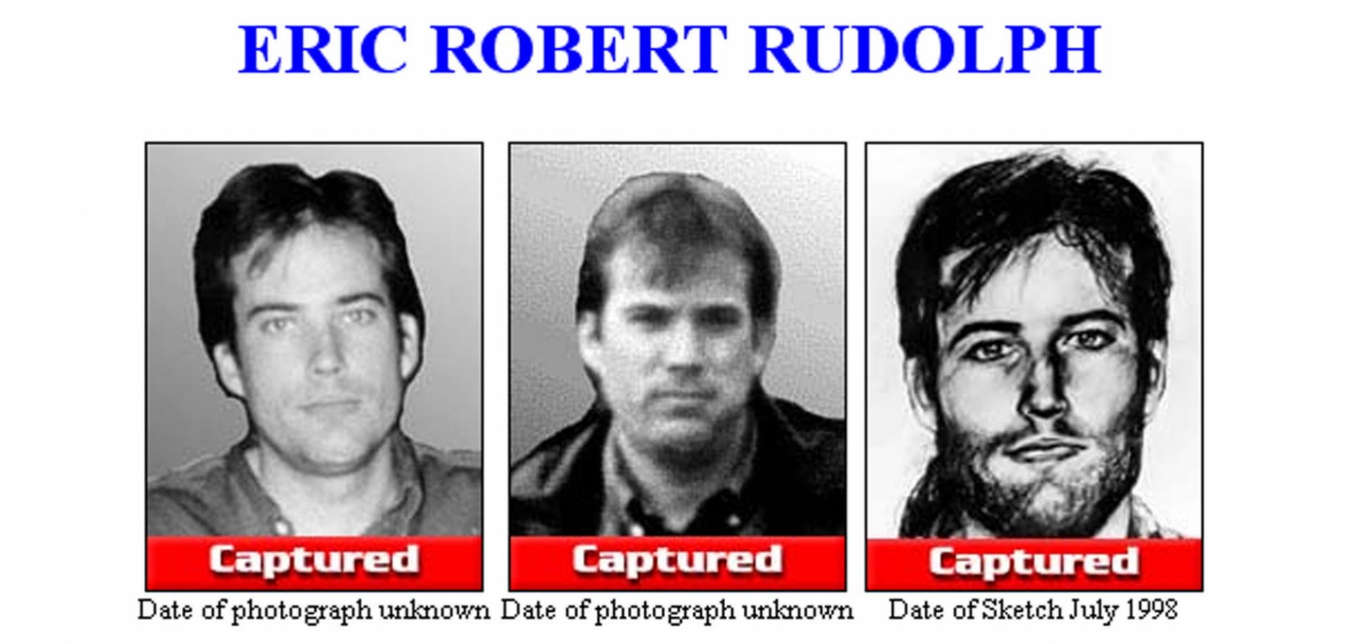 A screen grab from the FBI Ten Most Wanted Fugitive Webpage of Eric Robert Rudolph.