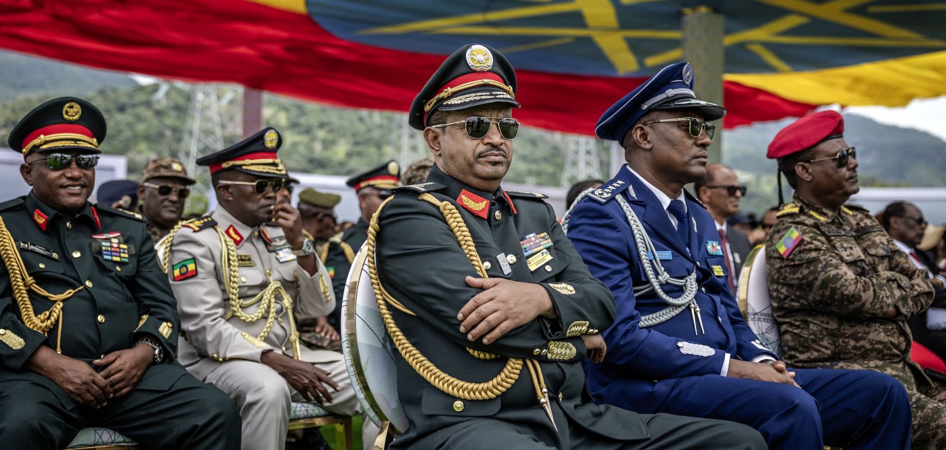 Senior members of Ethiopia's armed forces attend a ceremony in Guba on Sept. 9, 2025.