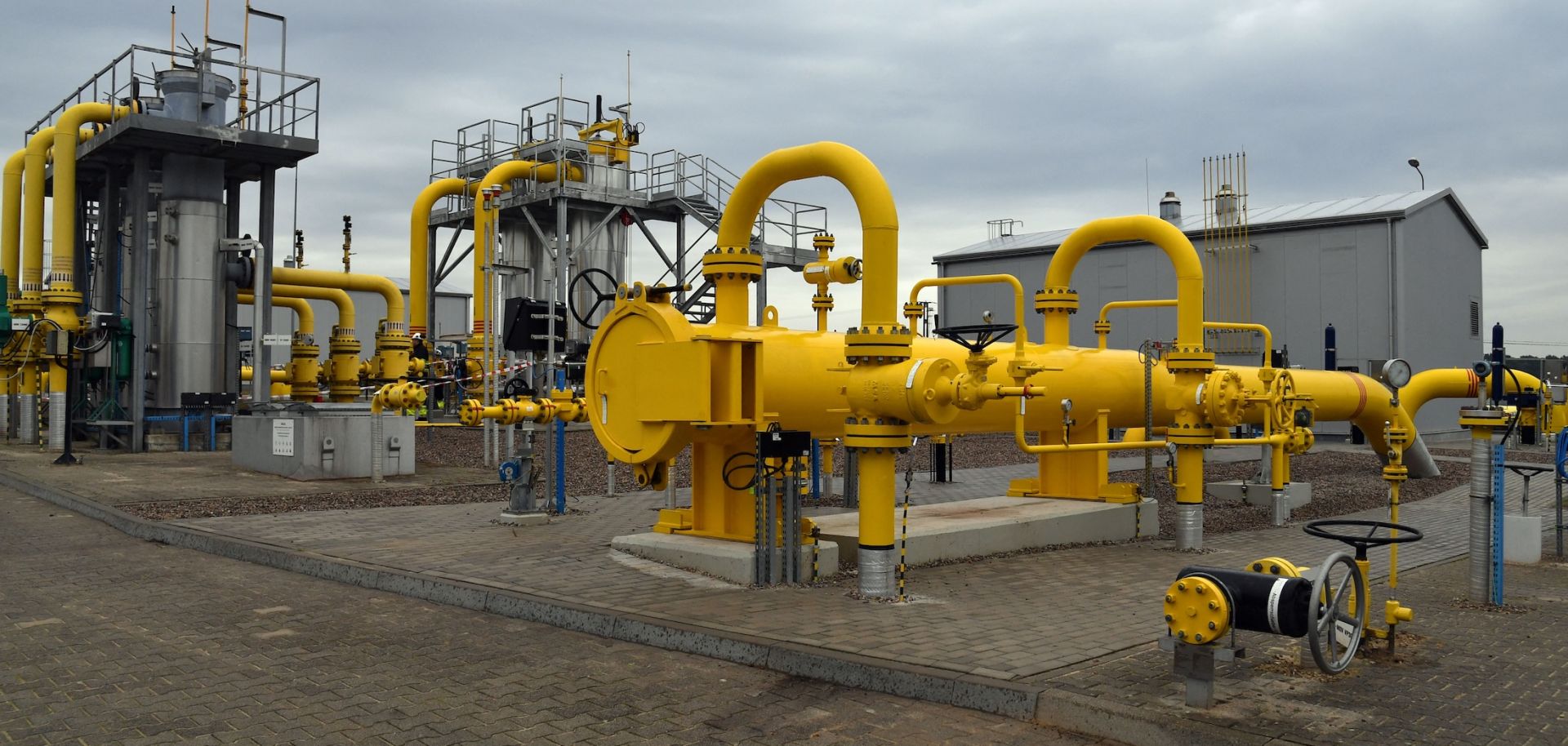 A natural gas compressor station is pictured on the grounds of the Baltic Sea gas pipeline prior to its opening ceremony in Budno near Goleniow, Poland. 