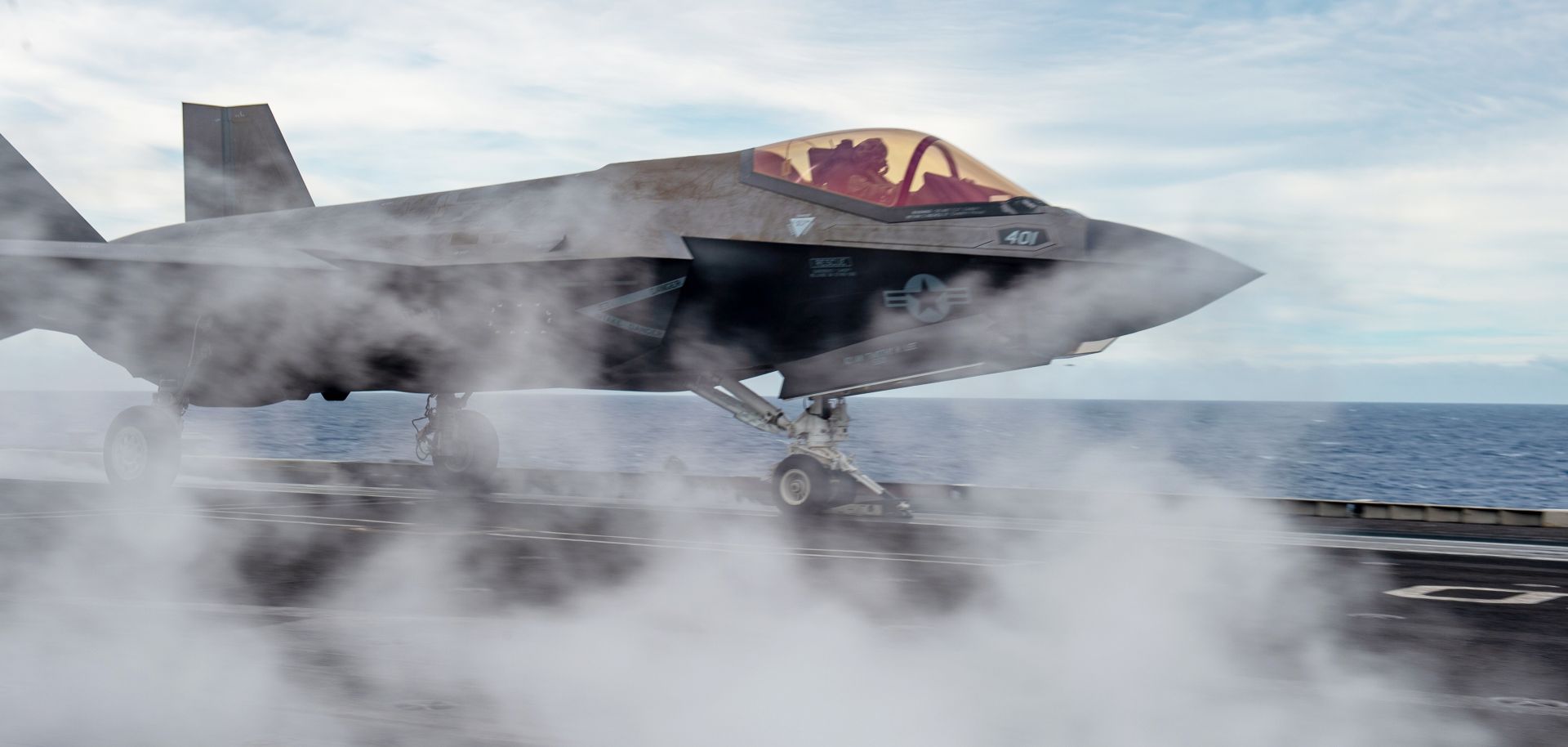 An F-35C Lightning launches Jan. 6, 2022, off the flight deck of Nimitz-class aircraft carrier USS Carl Vinson. 