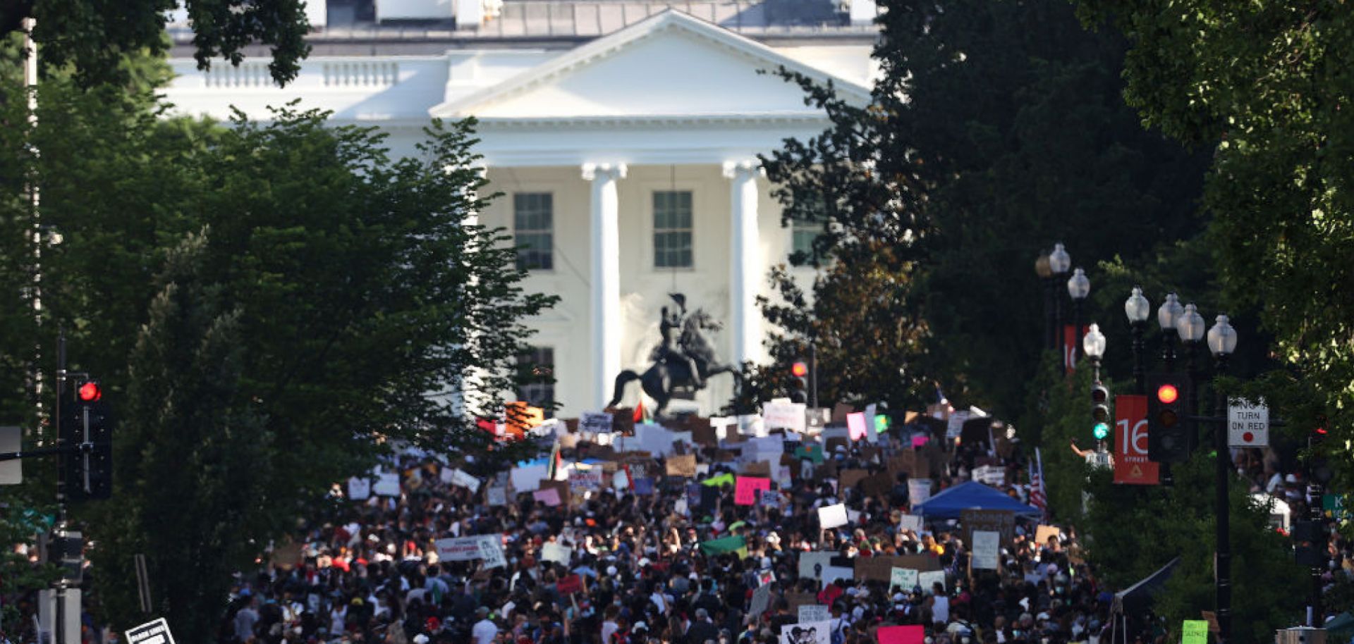 Demonstrators protest police brutality and racism on June 6, 2020, in Washington.