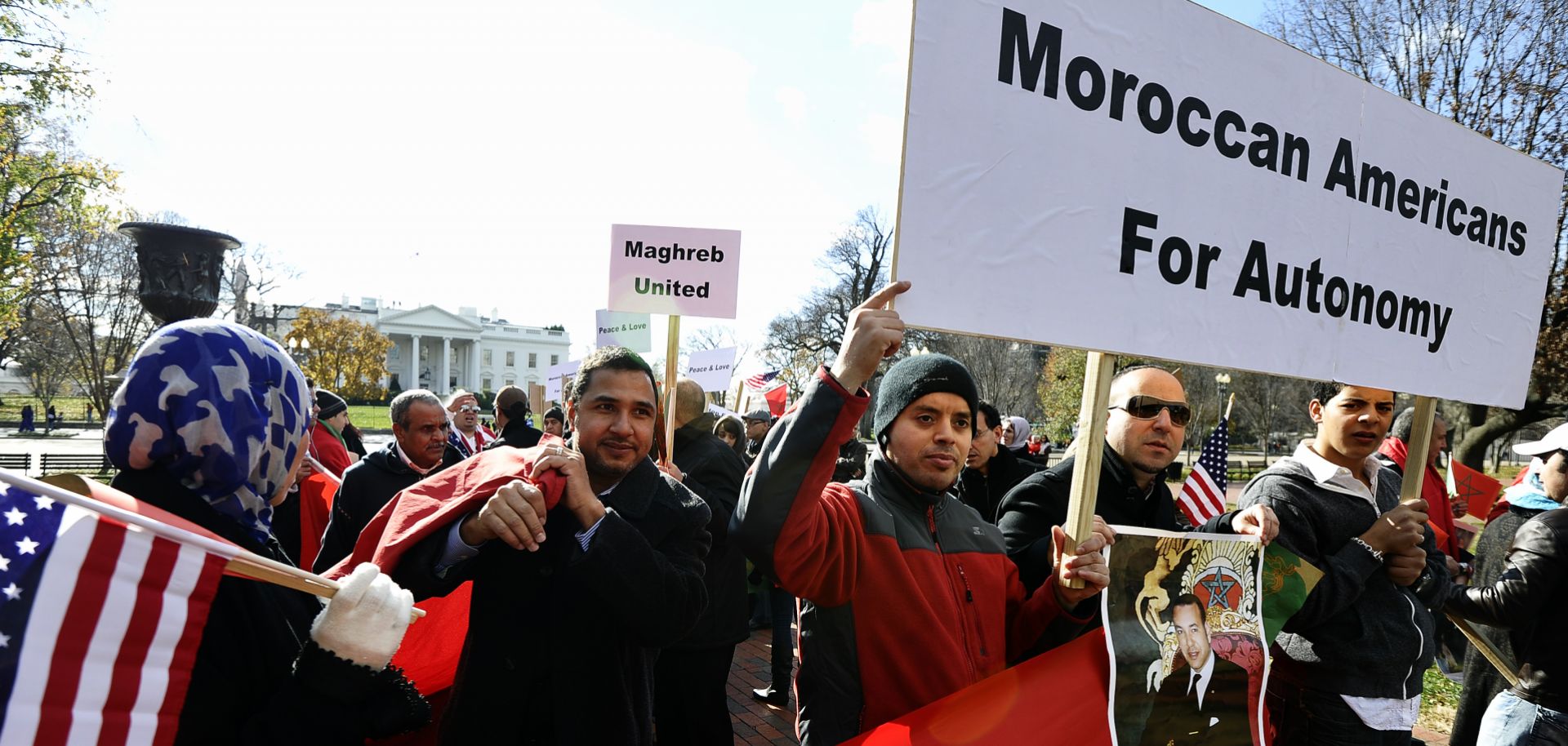 American supporters of Morocco’s “Autonomy Plan” for Western Sahara take part in a demonstration in front of the White House in Washington D.C. on Nov. 27, 2010.