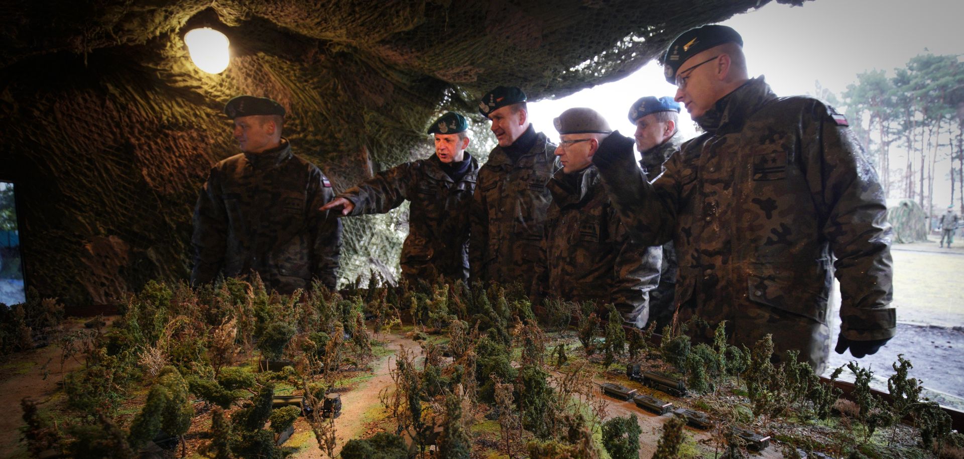 A three star general visits an exhibit at a military base in Bydgoszcz, Poland on March 9, 2019.