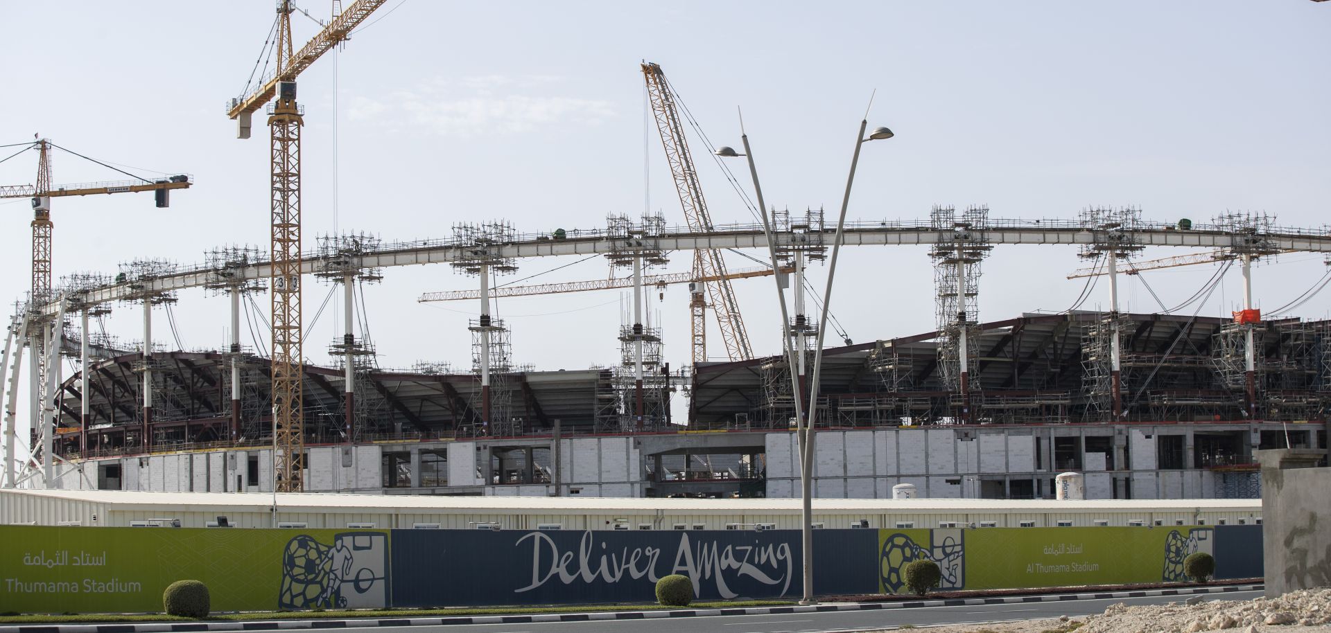 A construction site of a stadium being built for the 2022 World Cup is seen on March 30, 2019, in Doha, Qatar. 