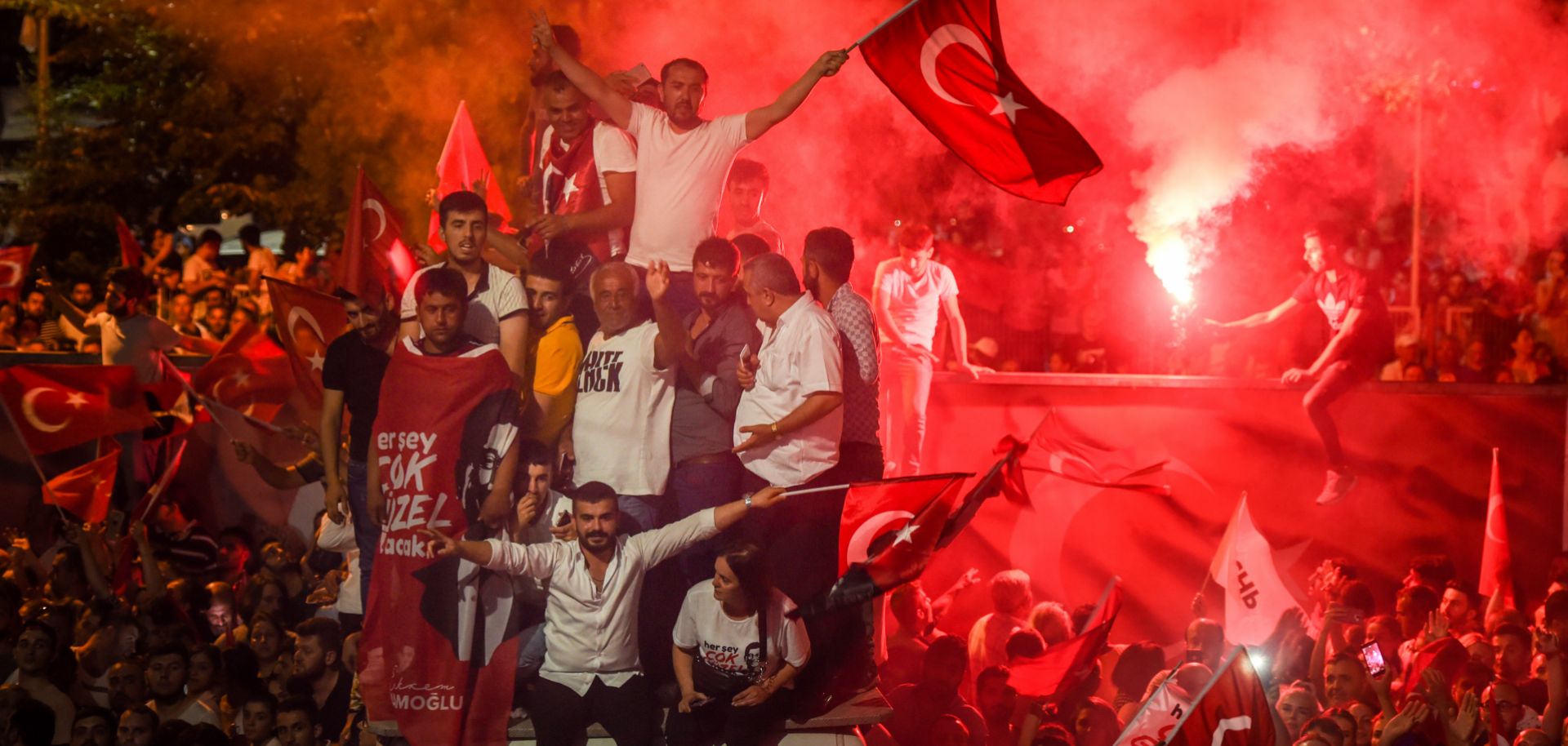 People celebrate the victory of Republican People's Party (CHP) Istanbul mayoral candidate Ekrem Imamoglu over the Justice and Development Party’s (AKP) Binali Yildirim on June 23, 2019. 