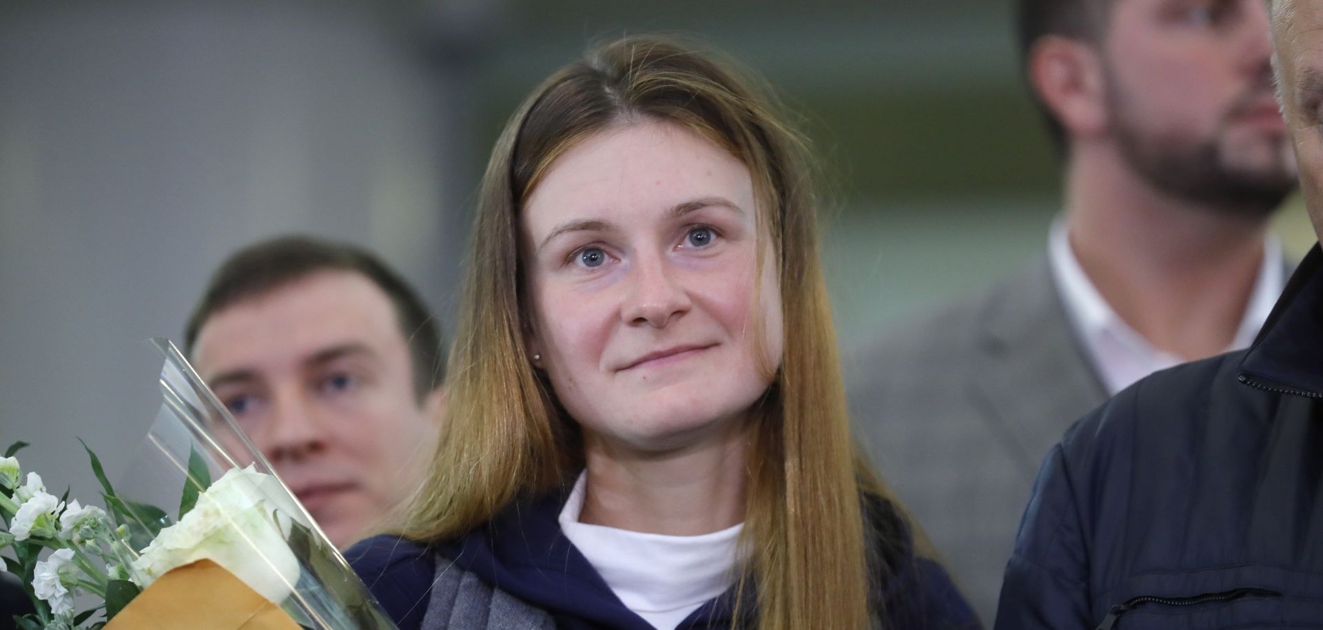 Russia's Maria Butina arrives at Moscow's Sheremetyevo International Airport on Oct. 26, 2019, after her deportation from the United States for failing to register as a foreign agent.