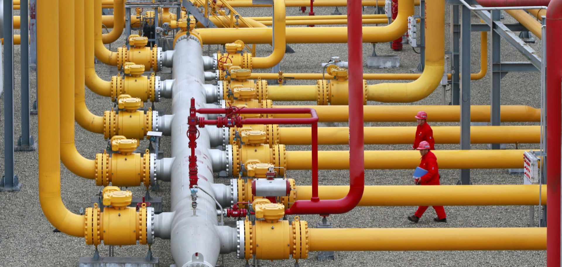 Employees of PetroChina Southwest Oil & Gasfield Co., a CNPC subsidiary, work at a natural gas purification plant in Suining in southwest China's Sichuan province on Jan. 15, 2020.