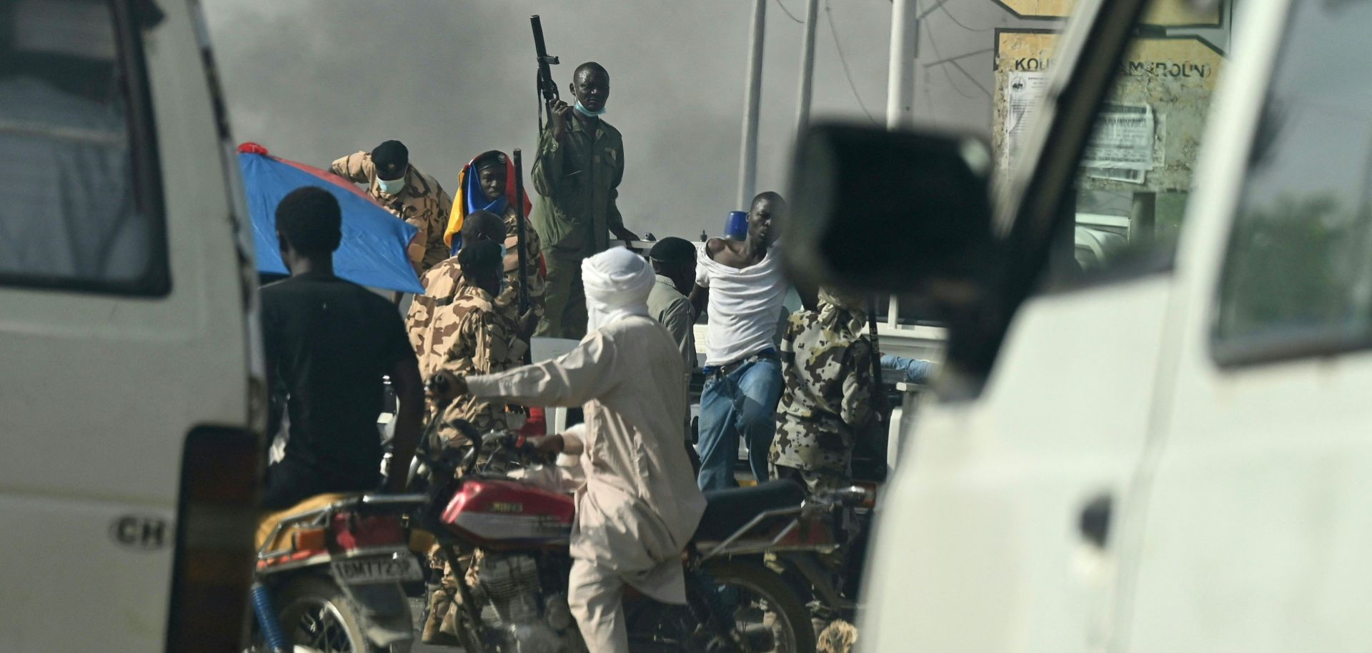 Police clash with opposition demonstrators in N'Djamena, Chad, on April 27, 2021. 