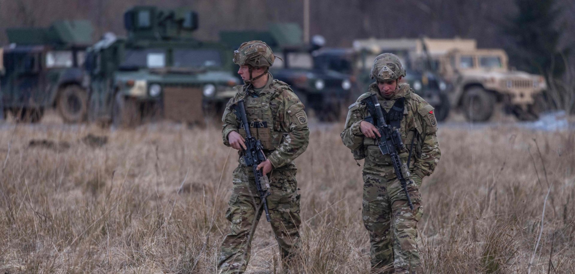 U.S. soldiers are seen in southeastern Poland, near the border with Ukraine, on March 3, 2022. 