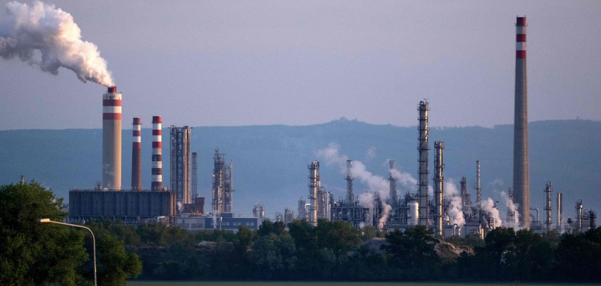 A photo taken on May 3, 2022, shows Slovakia's largest mineral oil refinery Slovnaft, which receives most of its crude supplies from Russia via the Soviet-era Druzhba pipeline.