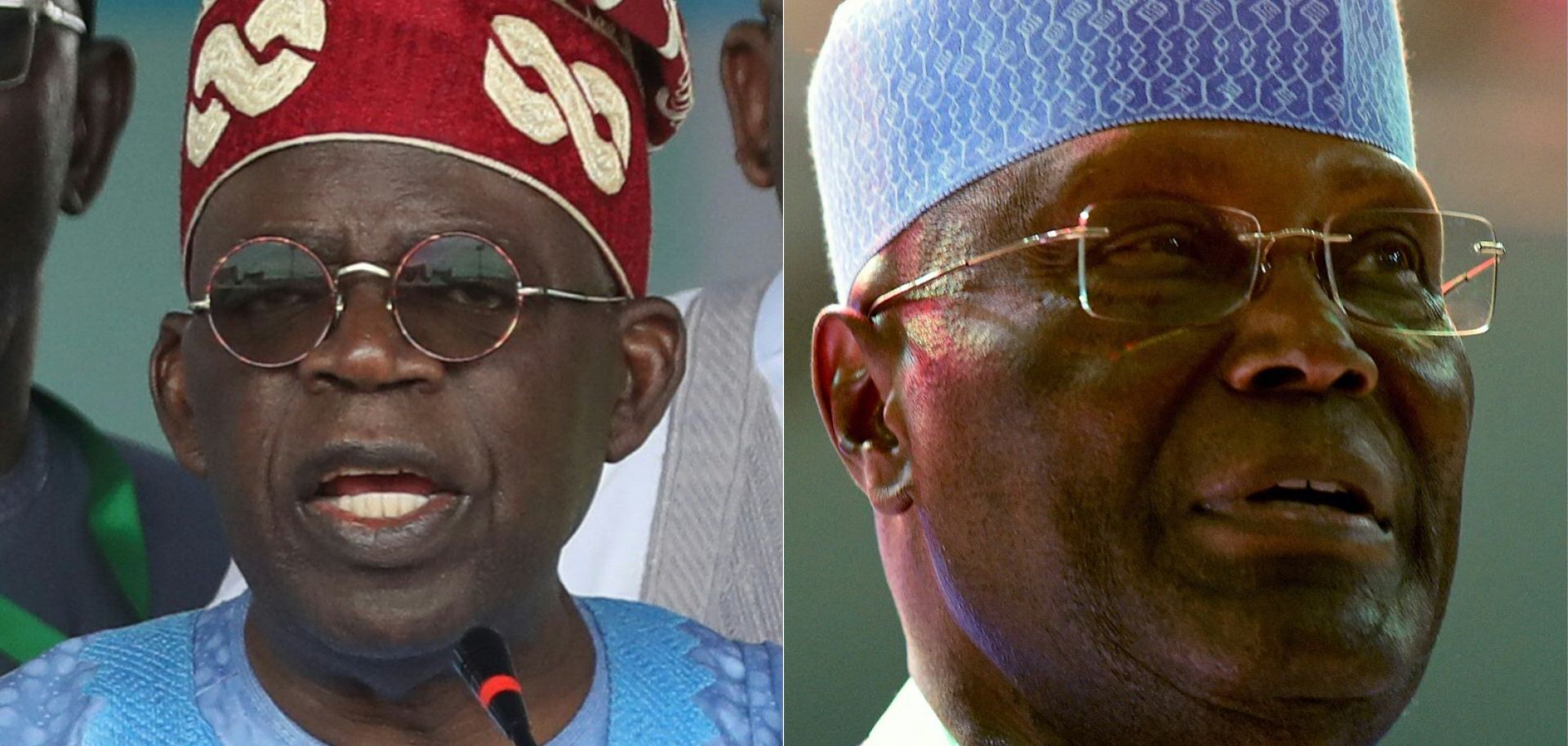 A combination of file pictures shows the two main candidates running in Nigeria’s 2023 presidential election; Bola Tinubu of the ruling All Progressive Congress is seen on the left, and former Vice President Atiku Abubakar of the opposition Peoples’ Democratic Party is seen on the right. 