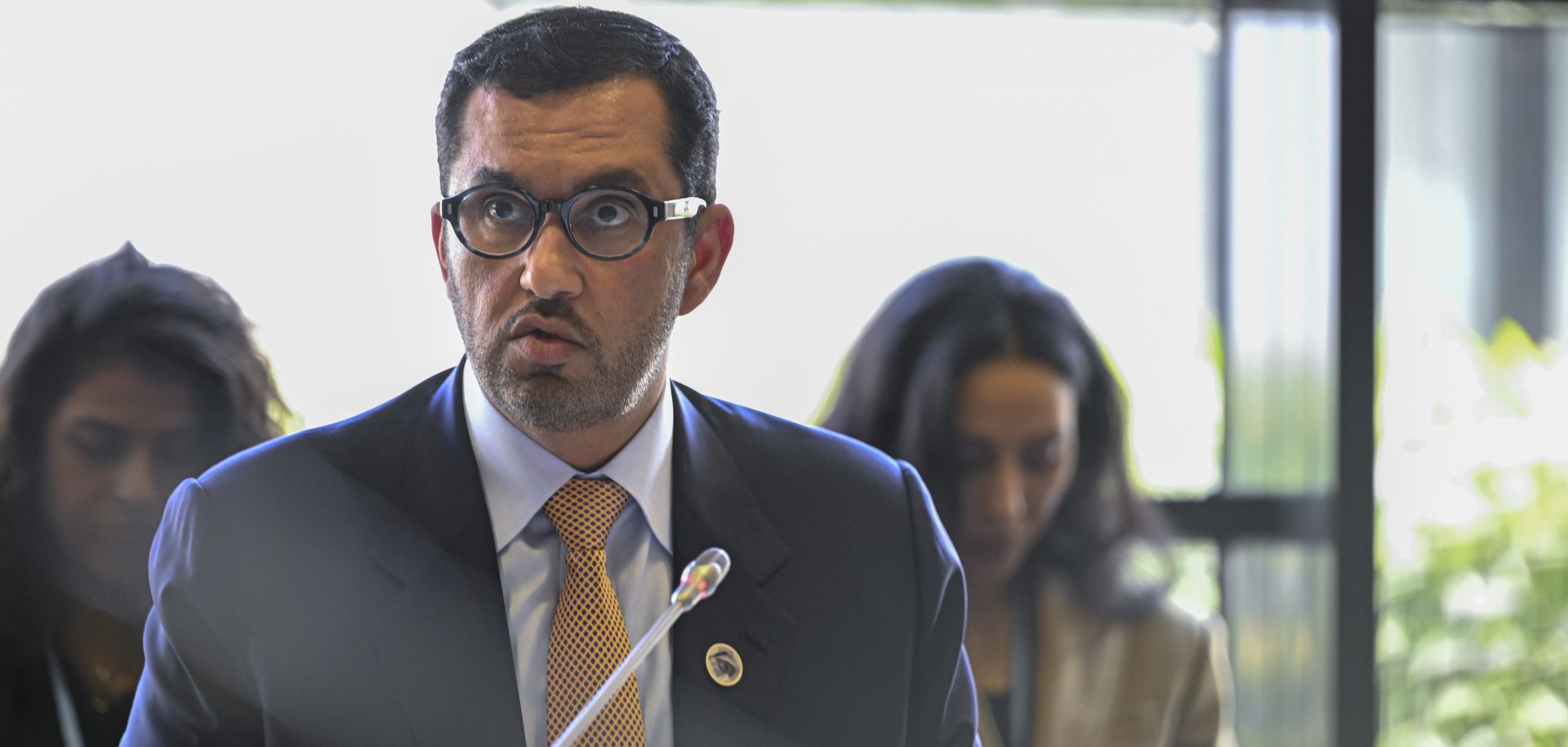 Sultan al-Jaber, the president-designate of the COP28 climate conference and CEO of the Abu Dhabi National Oil Company, speaks at the Bonn Climate Change Conference on June 8, 2023, in Bonn, Germany.