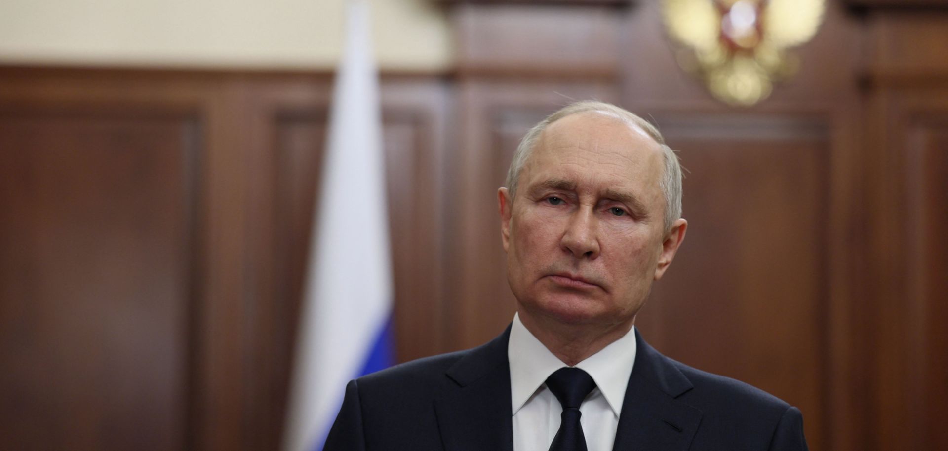Russian President Vladimir Putin gives a public address in Moscow on June 26, 2023, following an armed rebellion over the weekend launched by Wagner mercenaries.