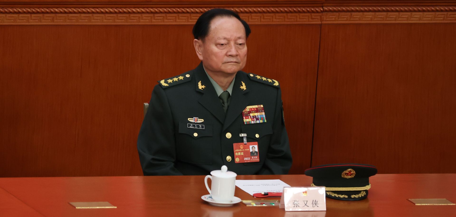 Zhang Youxia, senior vice chairman of China's Central Military Commission (CMC), attends the opening of the fourth plenary session of the National People's Congress on March 11, 2023, in Beijing, China. 
