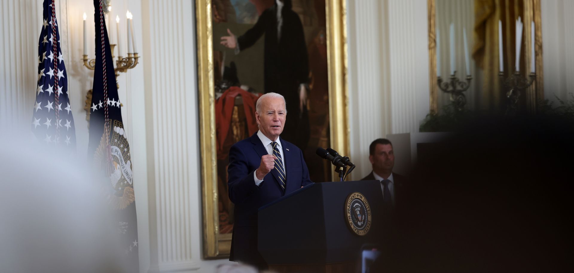 U.S. President Joe Biden delivers an address in the East Room at the White House on July 25, 2023, in Washington, D.C. 