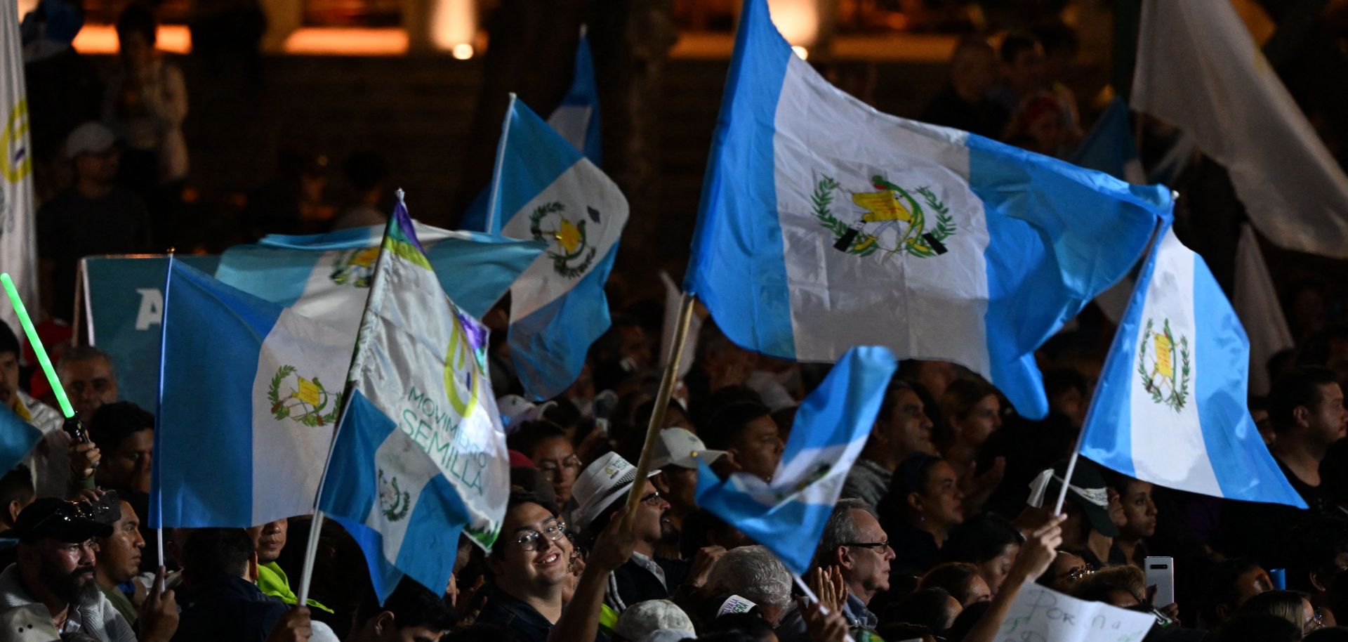 Supporters of Guatemalan presidential candidate Bernardo Arevalo attend a campaign rally in the Central Square in Guatemala City, Guatemala, on Aug. 16, 2023. 