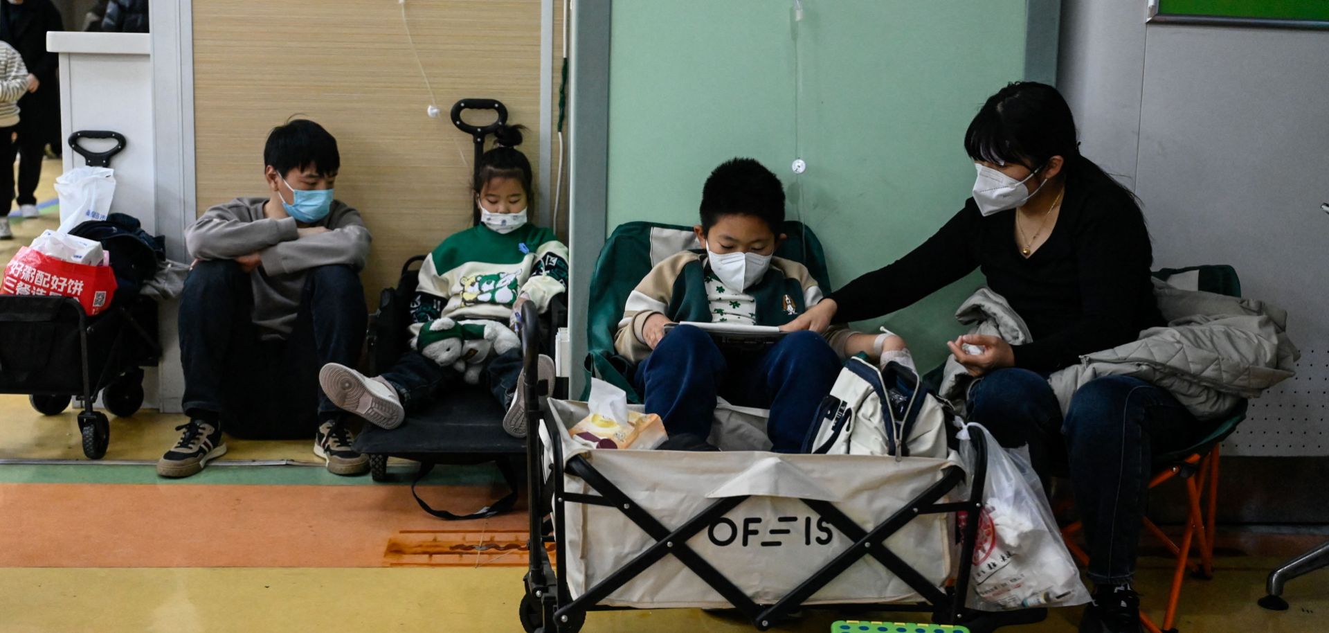 Children receive a drip at a children's hospital in Beijing, China, on Nov. 23, 2023, the same day the World Health Organization asked China for more data on a respiratory illness spreading in the north of the country. 