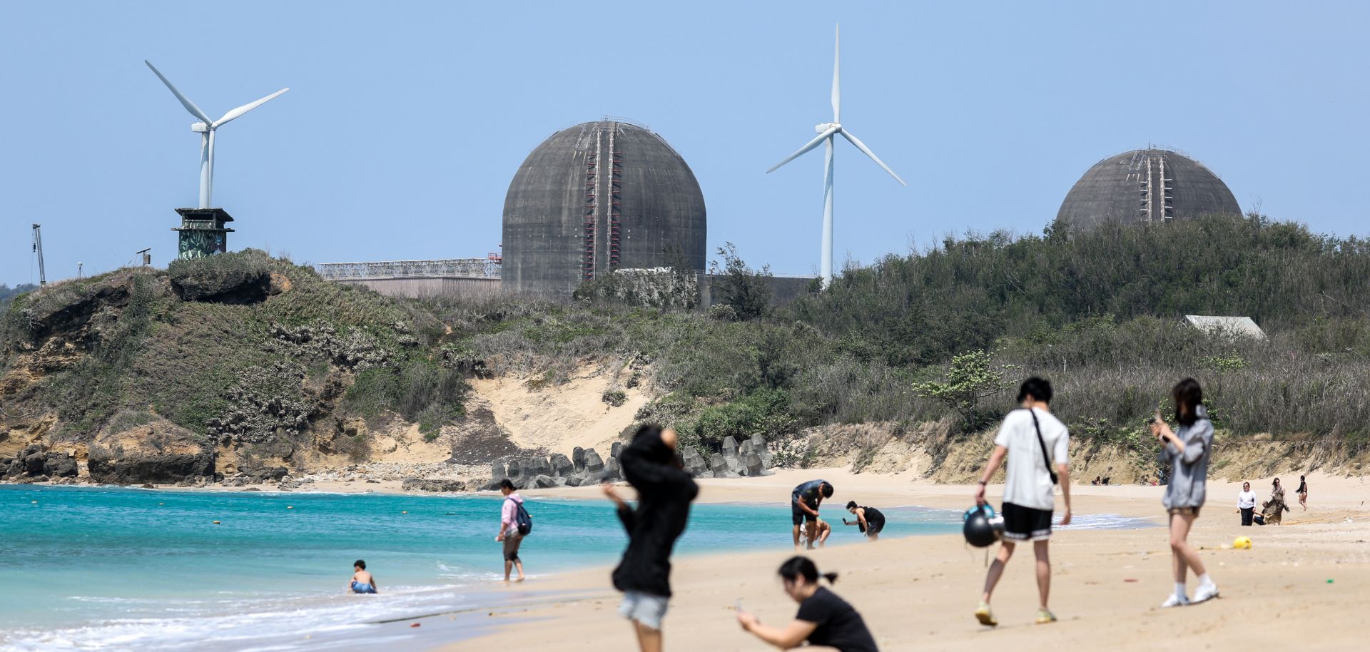 The Maanshan nuclear power plant is seen next to a beach in Pingtung, in southern Taiwan, on April 29, 2025.