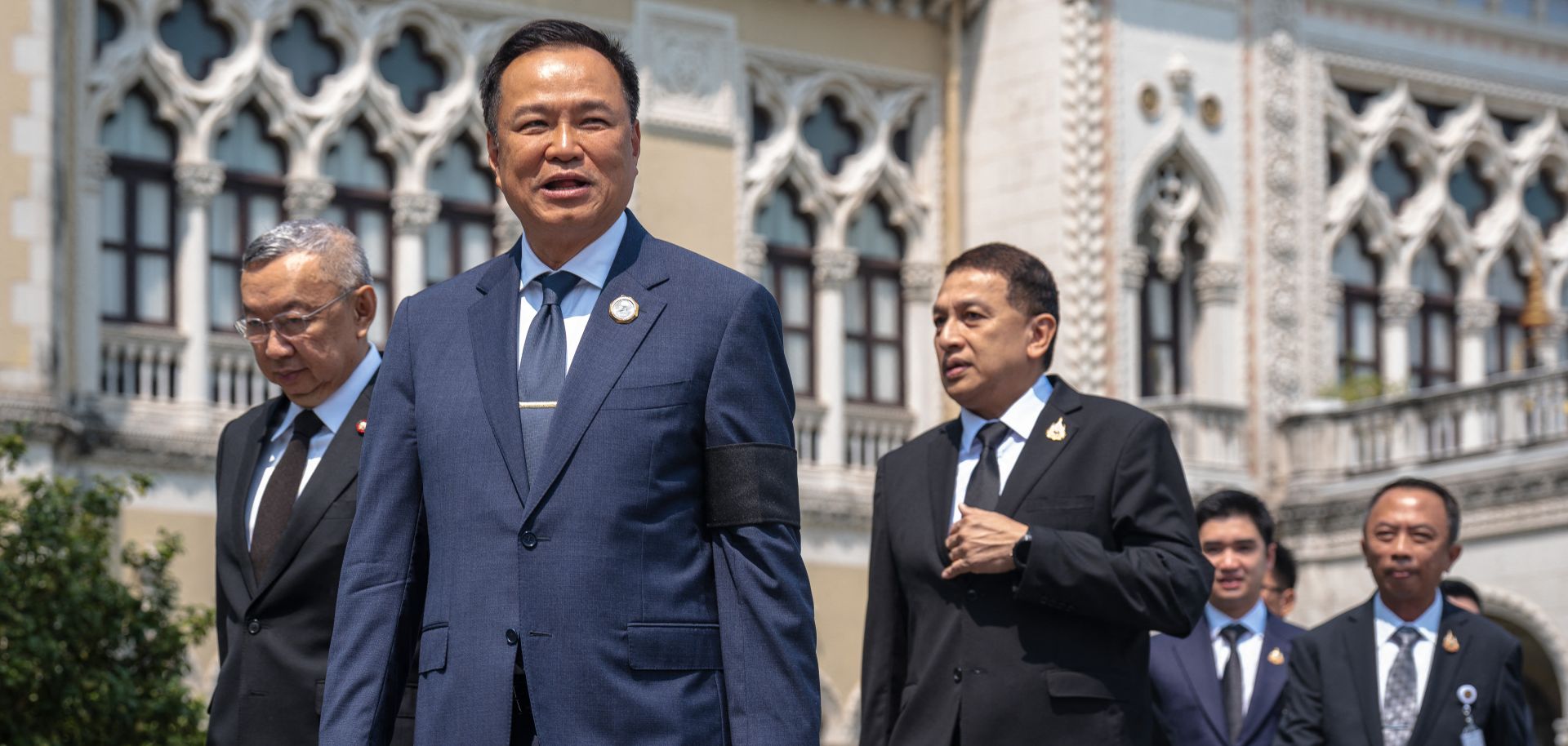 Thai Prime Minister Anutin Charnvirakul arrives at the Government House in Bangkok on Feb. 9, 2026.