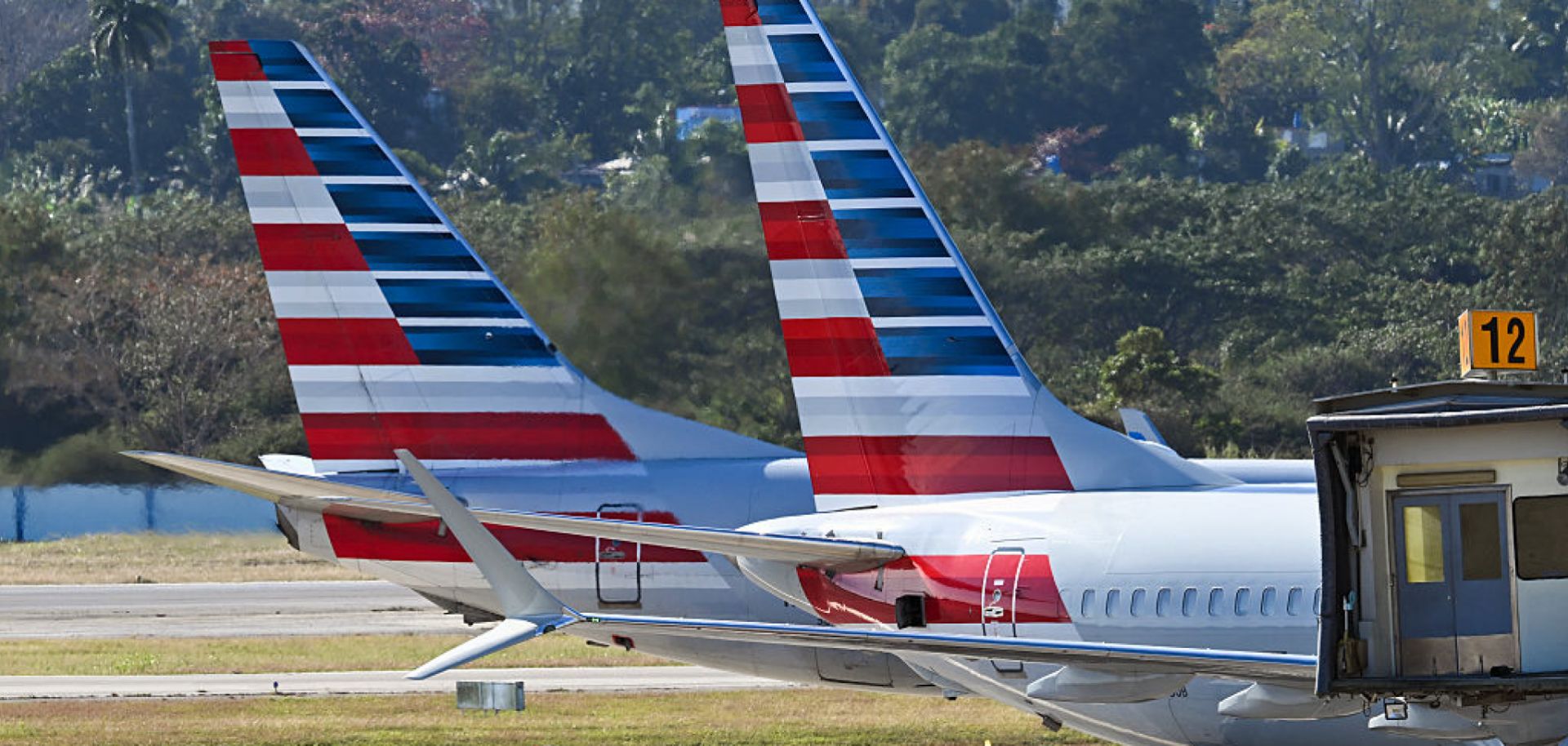 American Airlines planes sit on the tarmac at Jose Marti International Airport in Havana on Feb. 9, 2026. 