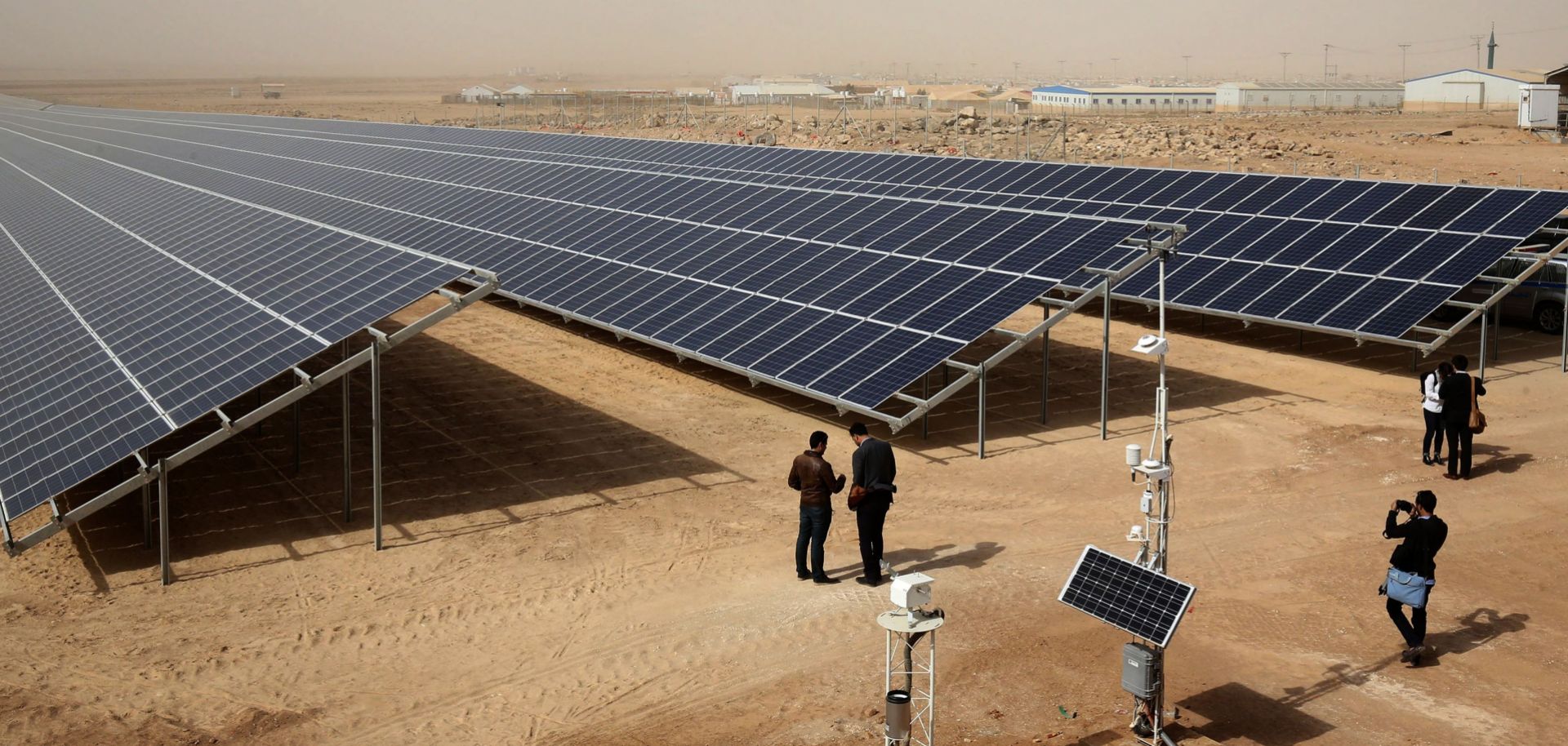 Part of a new solar plant, funded by the German government, is seen at the Zaatari refugee camp in Jordan on Nov. 13, 2017.