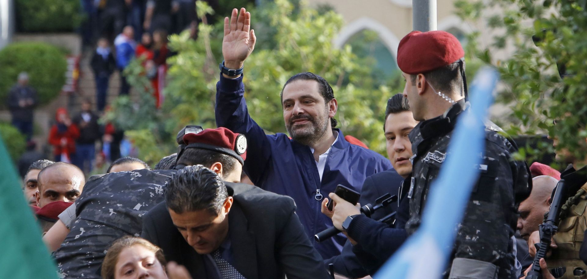 Lebanese Prime Minister Saad al-Hariri arrives in Beirut on Nov. 22, after a strange weekslong odyssey during which he resigned his post from Saudi Arabia.