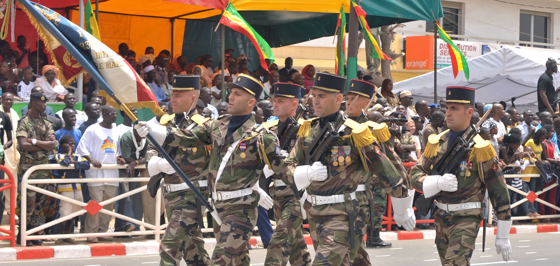 French soldiers march in a military parade in Dakar, Senegal, in April 2010.