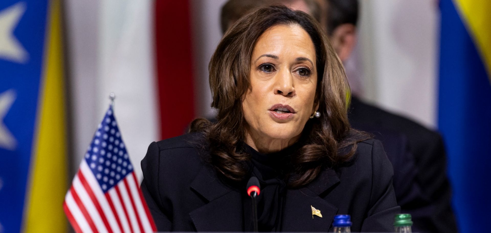 U.S. Vice President Kamala Harris speaks during the Summit on Peace in Ukraine on June 15, 2024, in Lucerne, Switzerland. 