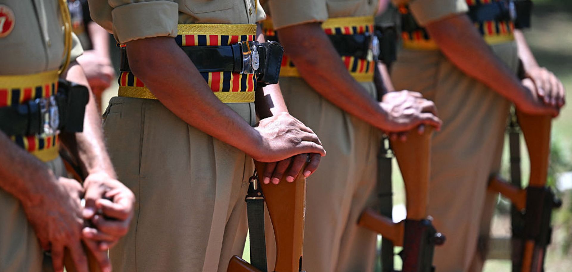 Indian soldiers pay respect during a wreath-laying ceremony for a soldier who was killed during a cross-border firing between India and Pakistan, in Jammu on May 12, 2025. 