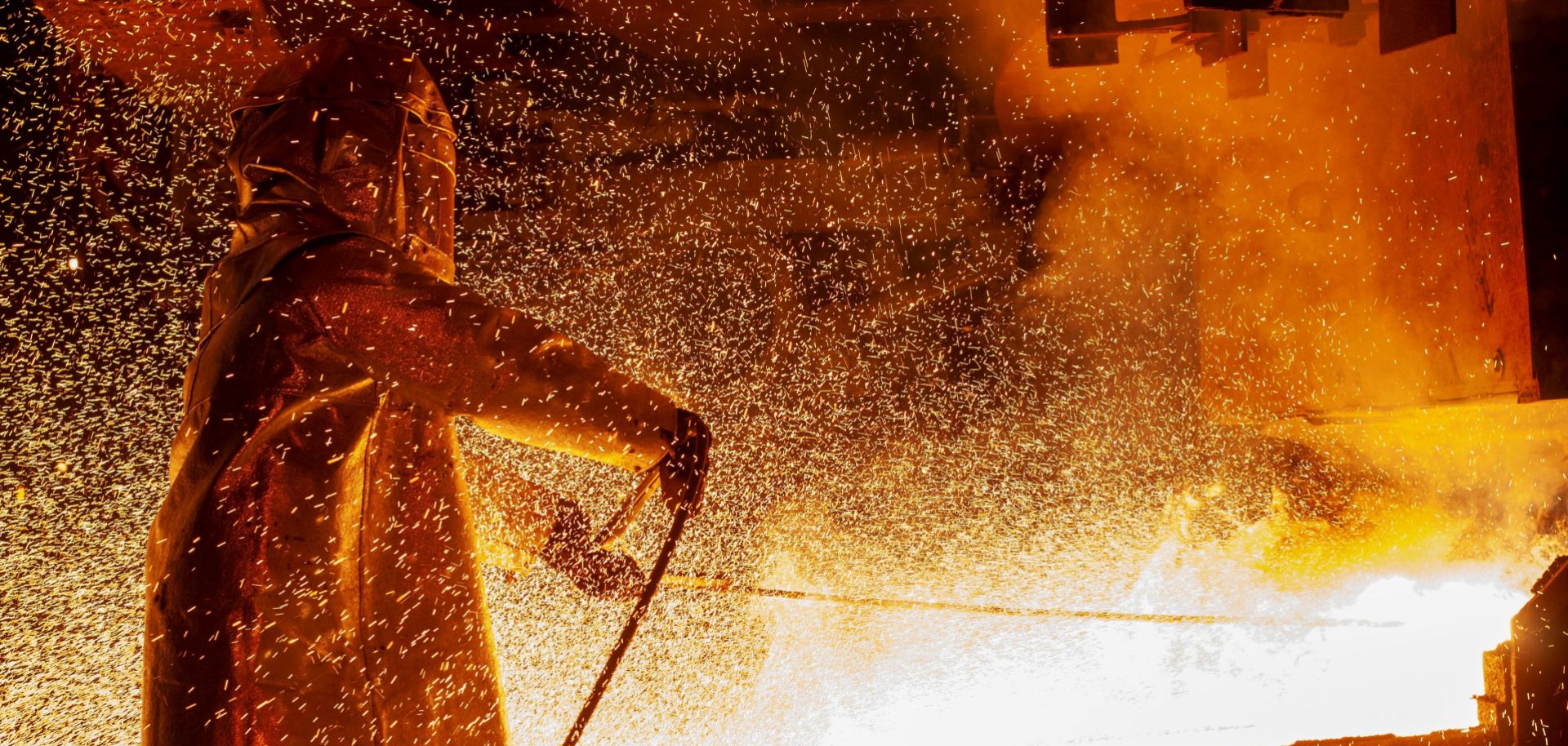 A worker uses a furnace during the nickel smelting process at Indonesian mining company PT Vale Indonesia's smelting plant in Soroako, South Sulawesi province, on March 30, 2019.
