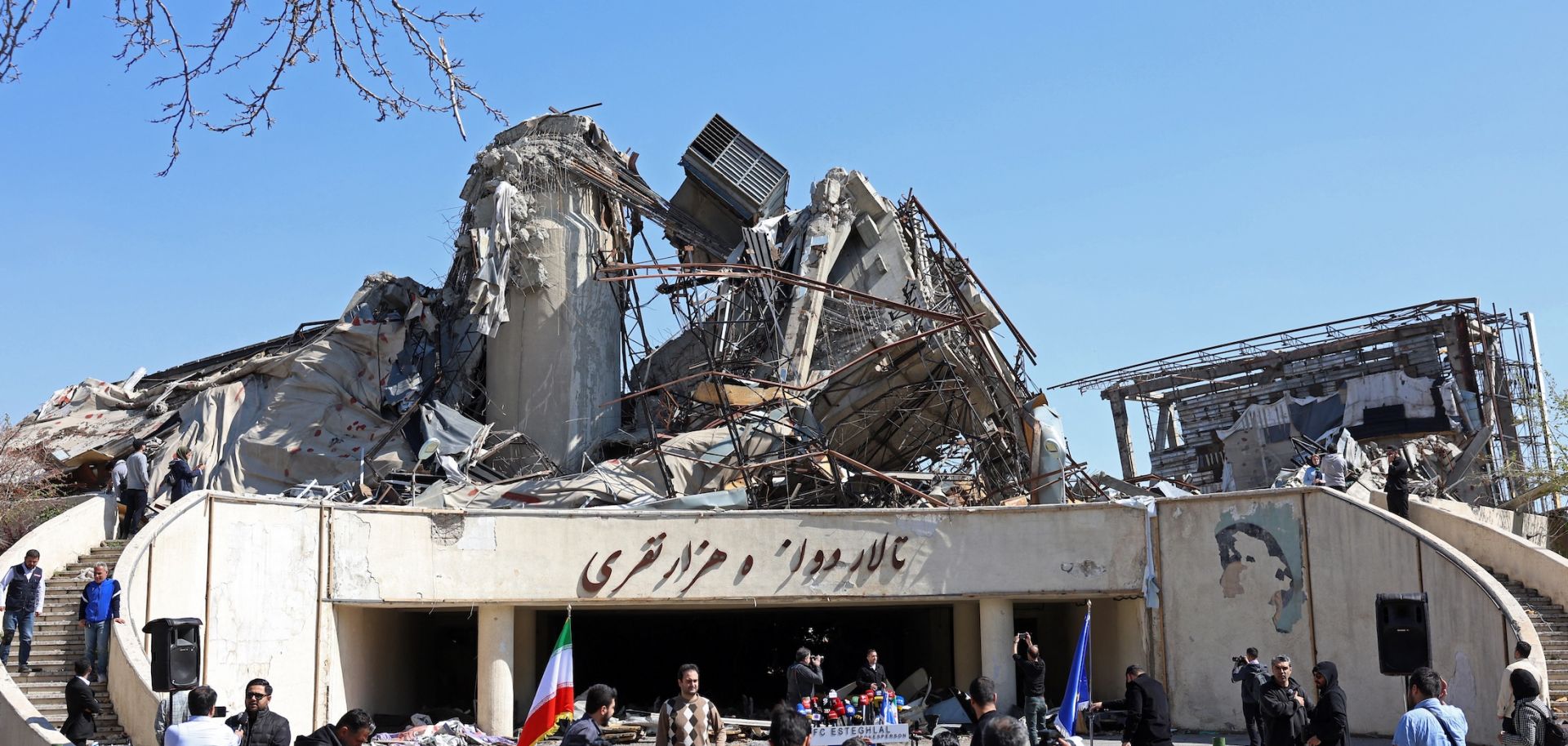Damage at the Azadi Sport Complex in the Iranian capital of Tehran on April 3.